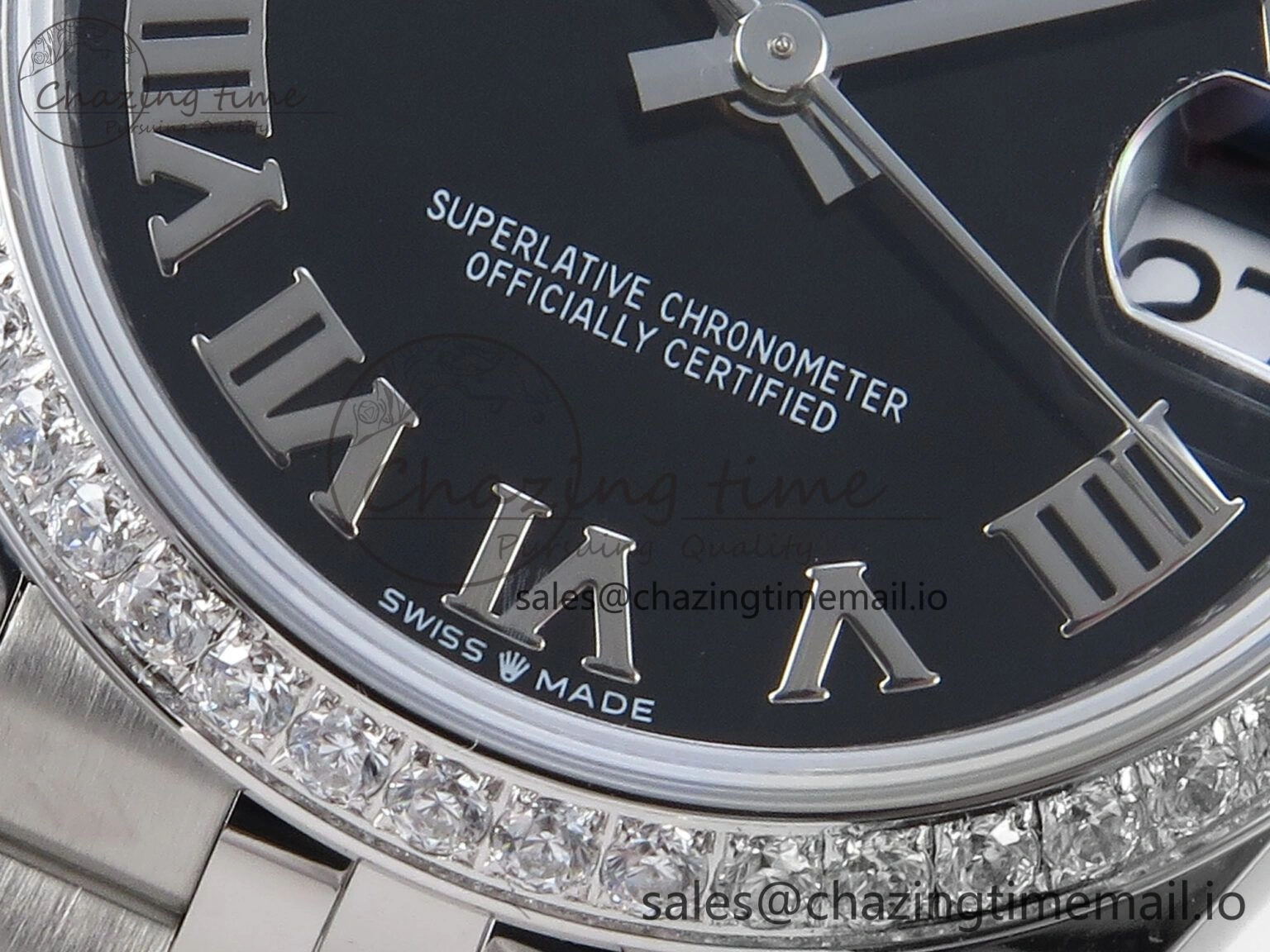 DateJust 31 278384RBR ARF 1:1 Best Edition 904L Steel Black Roman Dial Diamonds Bezel on SS Jubilee Bracelet ETA 2688