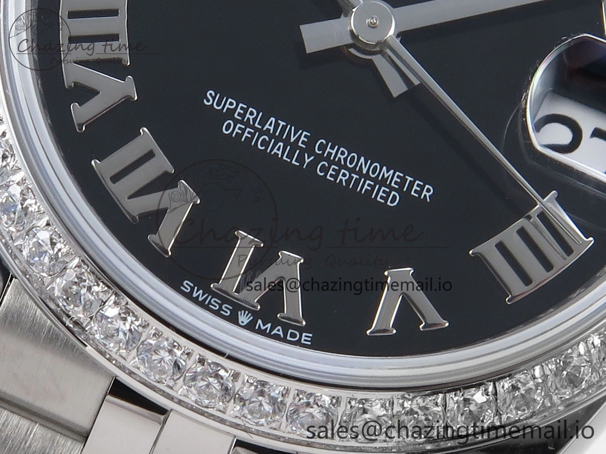 DateJust 31 278384RBR ARF 1:1 Best Edition 904L Steel Black Roman Dial Diamonds Bezel on SS Jubilee Bracelet ETA 2688