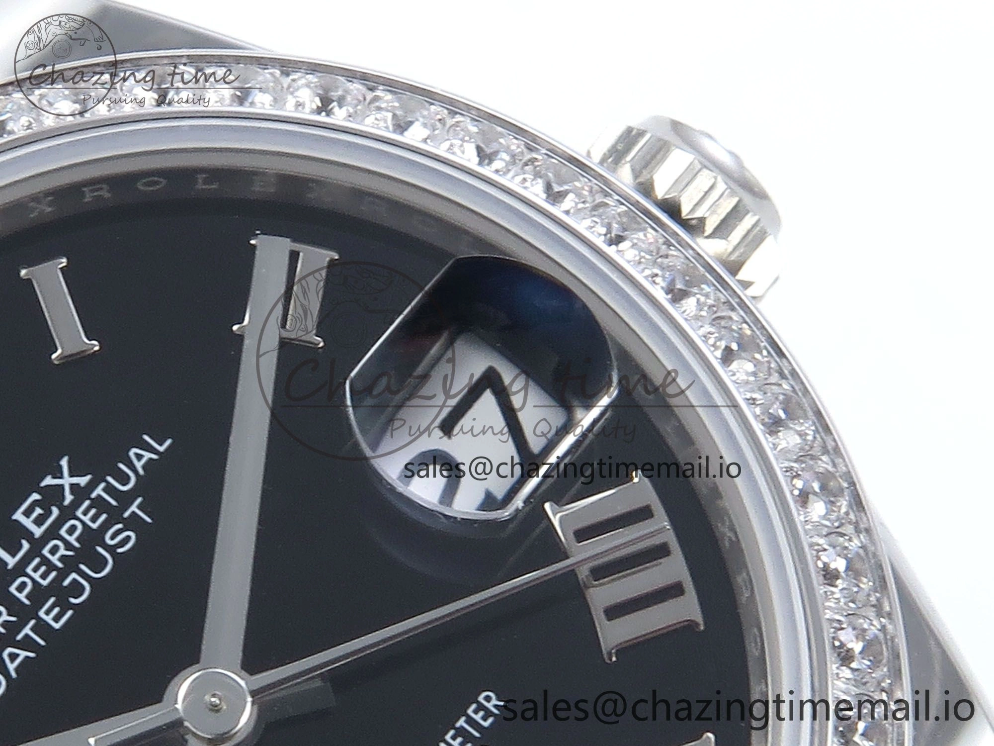 DateJust 31 278384RBR ARF 1:1 Best Edition 904L Steel Black Roman Dial Diamonds Bezel on SS Oyster Bracelet ETA 2688