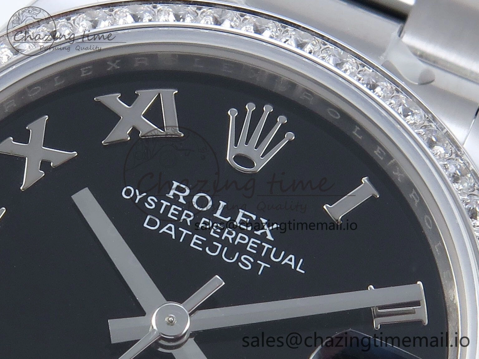 DateJust 31 278384RBR ARF 1:1 Best Edition 904L Steel Black Roman Dial Diamonds Bezel on SS Oyster Bracelet ETA 2688