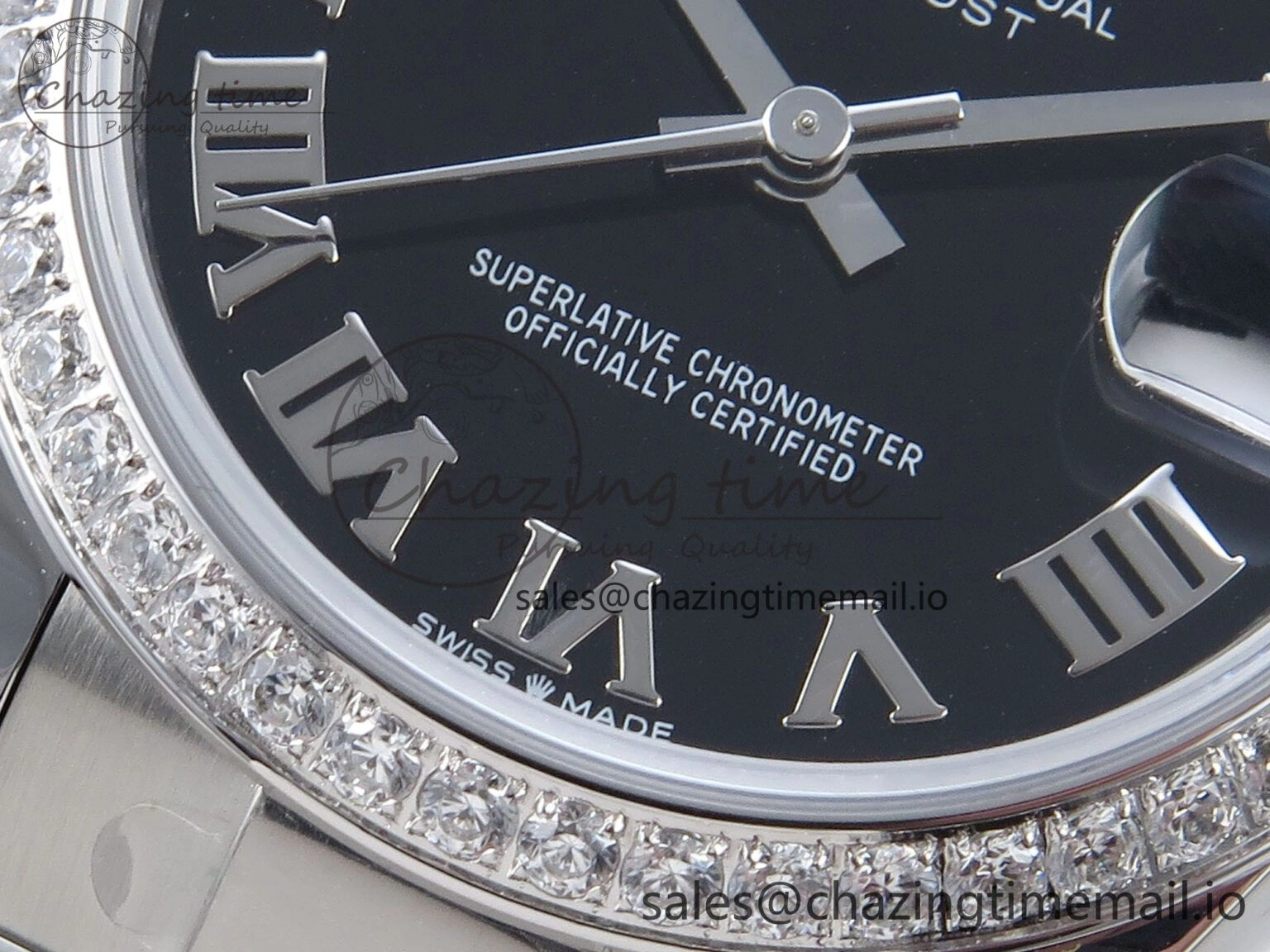 DateJust 31 278384RBR ARF 1:1 Best Edition 904L Steel Black Roman Dial Diamonds Bezel on SS Oyster Bracelet ETA 2688