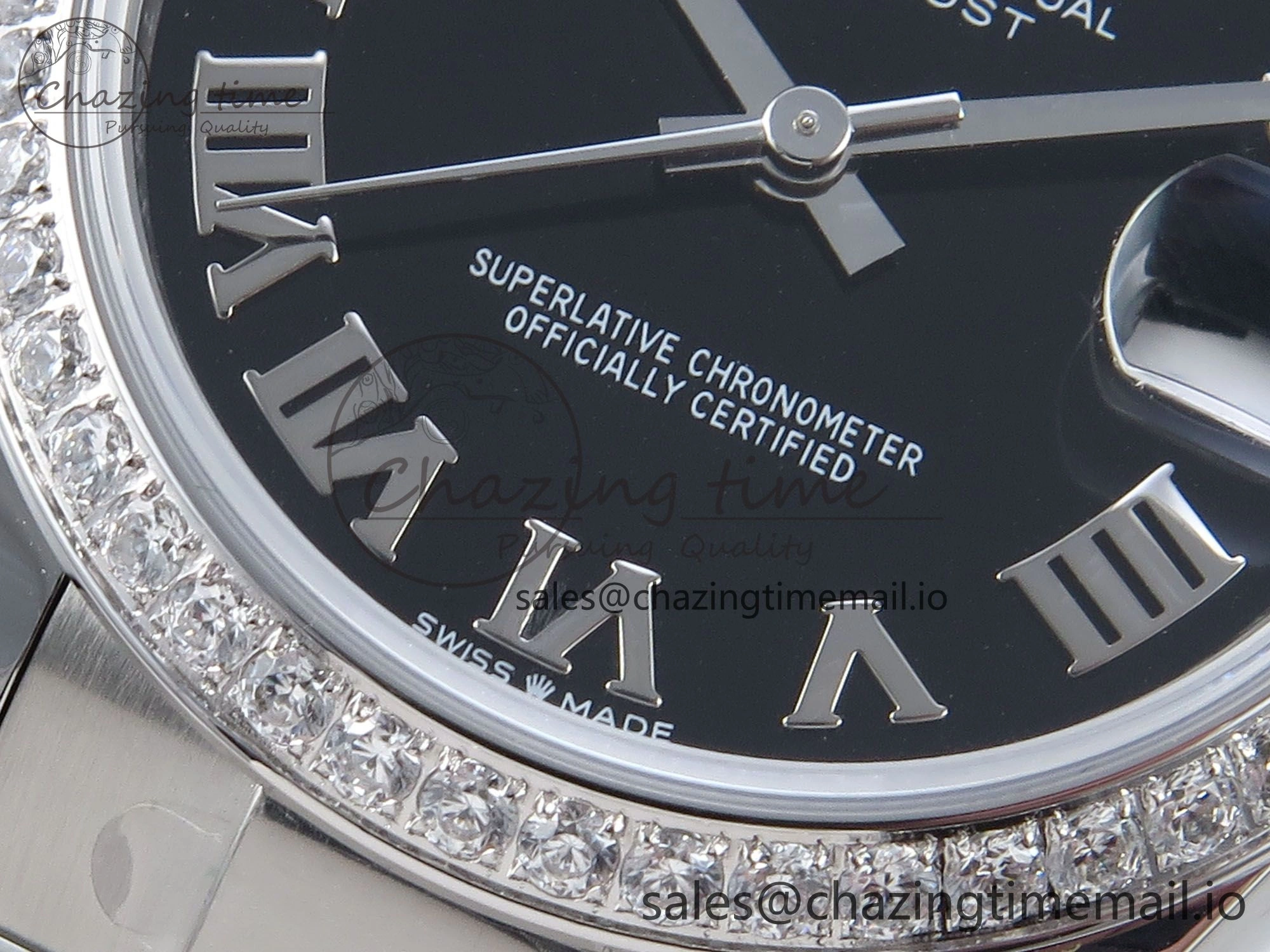DateJust 31 278384RBR ARF 1:1 Best Edition 904L Steel Black Roman Dial Diamonds Bezel on SS Oyster Bracelet ETA 2688