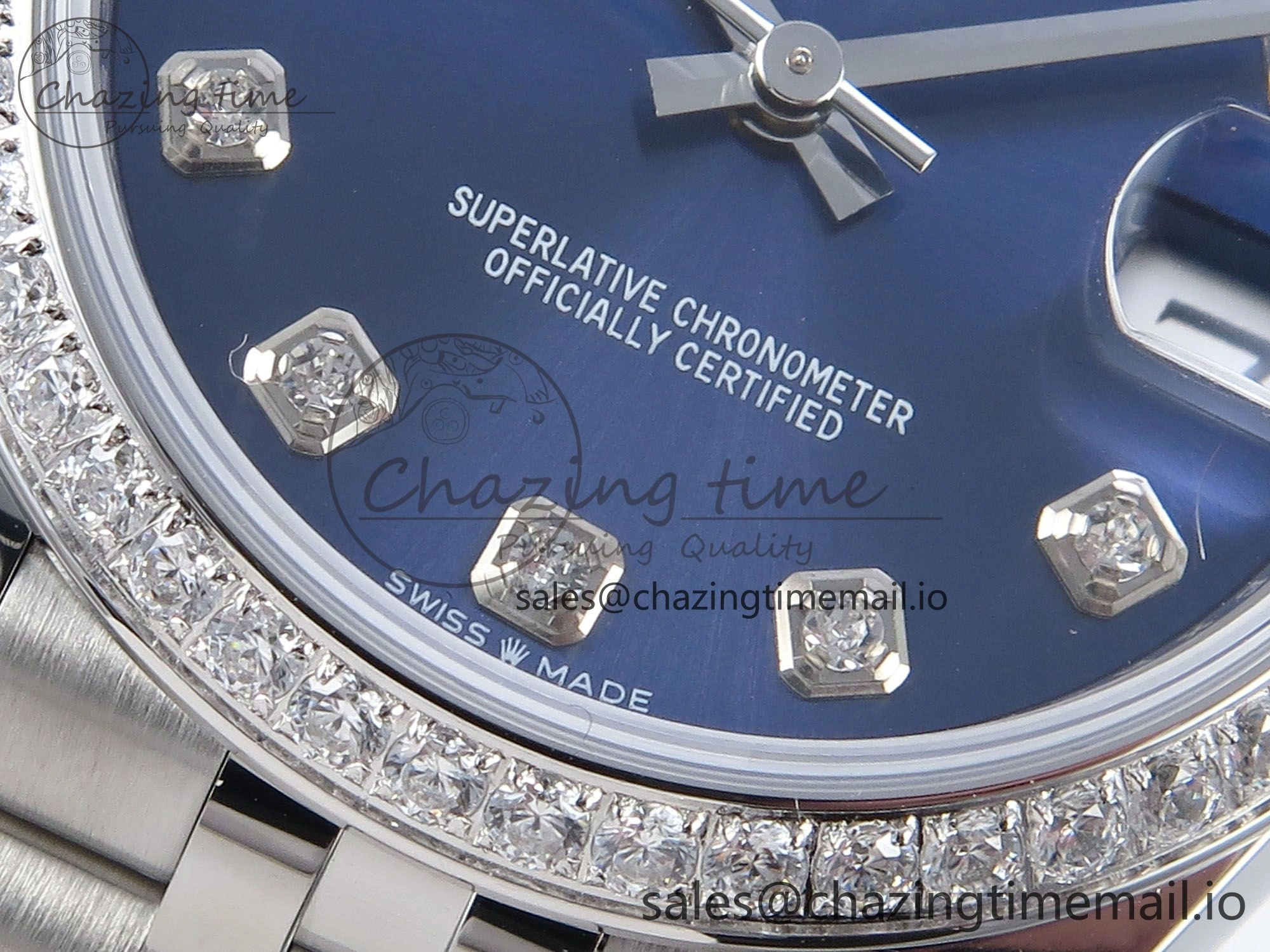 DateJust 31 278384RBR ARF 1:1 Best Edition 904L Steel Blue Diamonds Dial Diamonds Bezel on SS Jubilee Bracelet ETA 2688