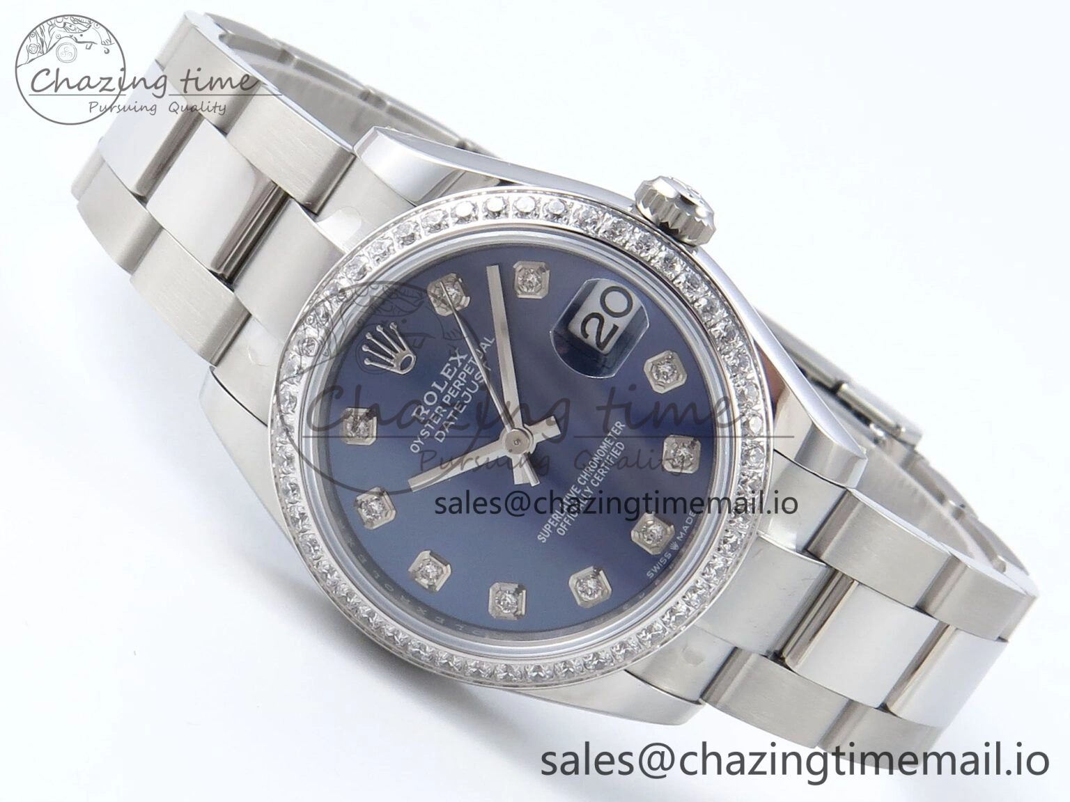 DateJust 31 278384RBR ARF 1:1 Best Edition 904L Steel Blue Diamonds Dial Diamonds Bezel on SS Oyster Bracelet ETA 2688
