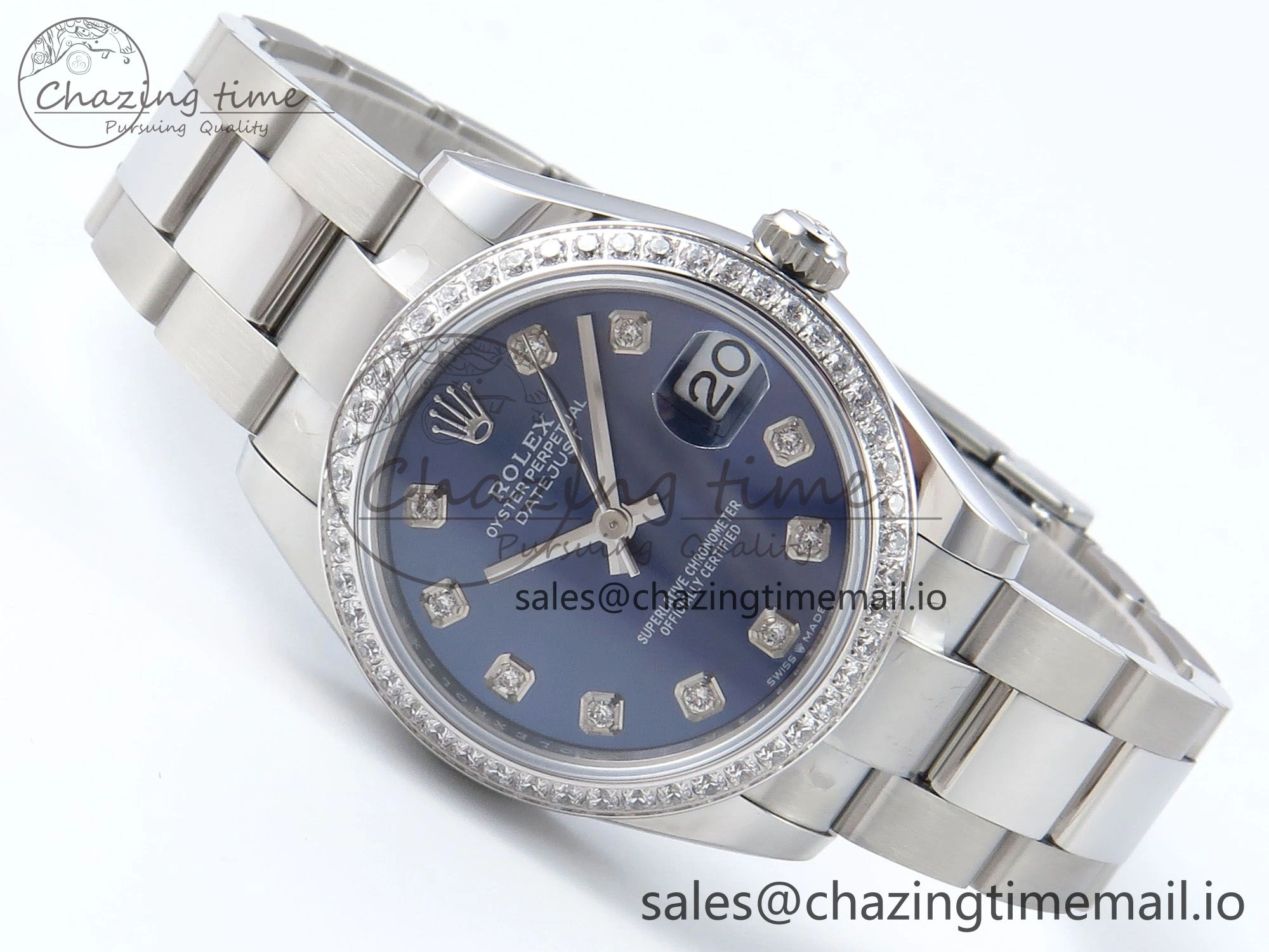 DateJust 31 278384RBR ARF 1:1 Best Edition 904L Steel Blue Diamonds Dial Diamonds Bezel on SS Oyster Bracelet ETA 2688
