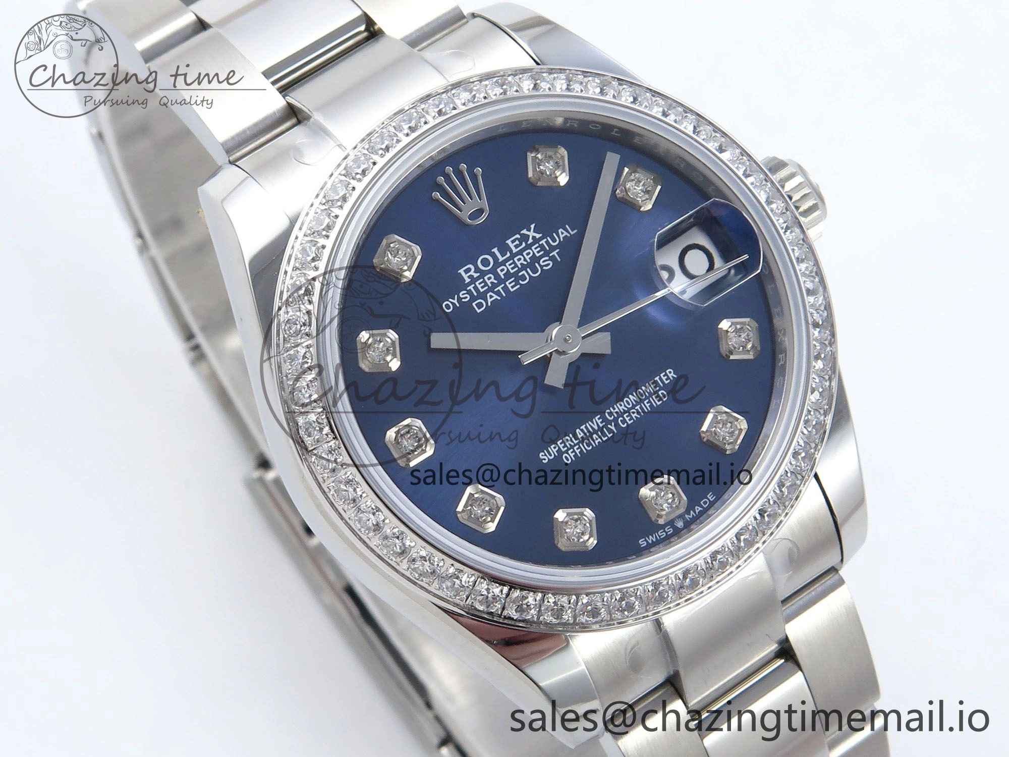 DateJust 31 278384RBR ARF 1:1 Best Edition 904L Steel Blue Diamonds Dial Diamonds Bezel on SS Oyster Bracelet ETA 2688