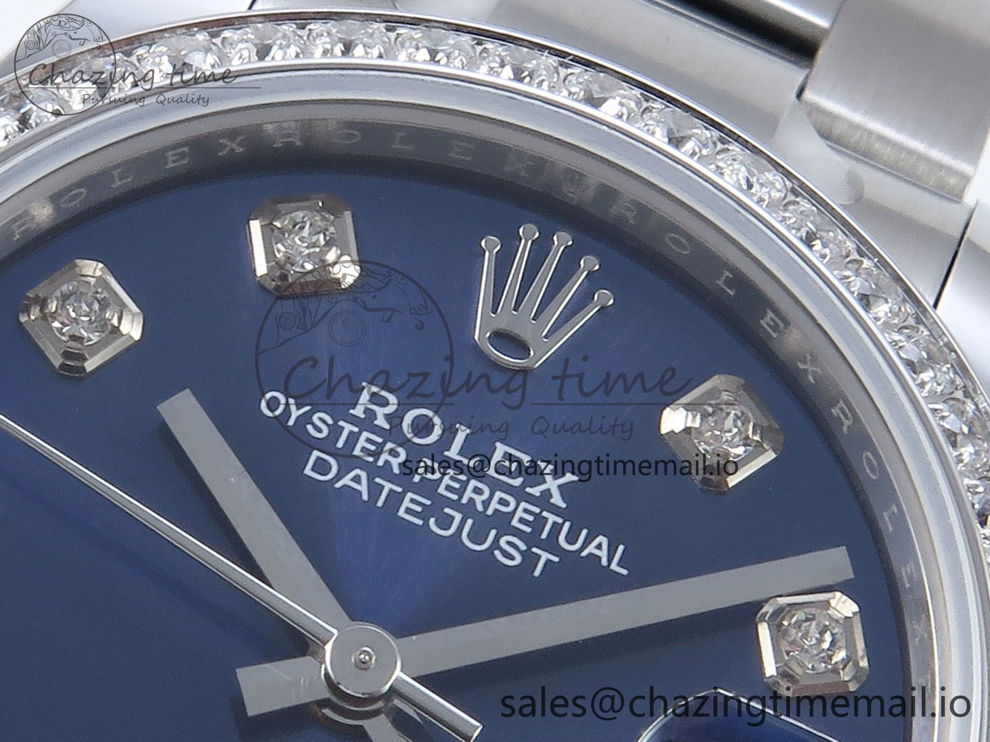 DateJust 31 278384RBR ARF 1:1 Best Edition 904L Steel Blue Diamonds Dial Diamonds Bezel on SS Oyster Bracelet ETA 2688