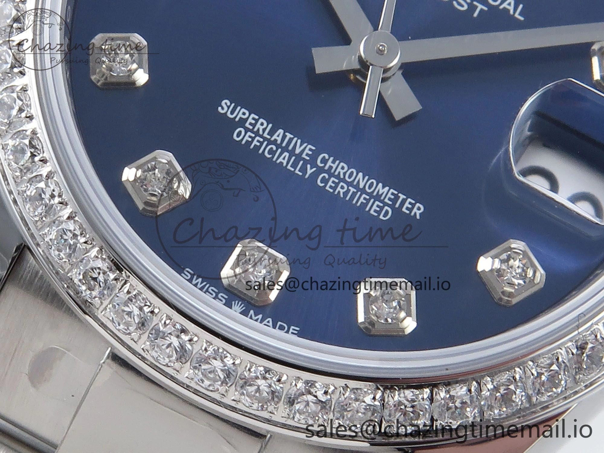 DateJust 31 278384RBR ARF 1:1 Best Edition 904L Steel Blue Diamonds Dial Diamonds Bezel on SS Oyster Bracelet ETA 2688