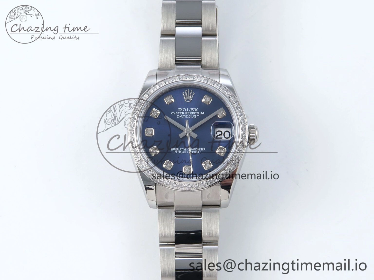 DateJust 31 278384RBR ARF 1:1 Best Edition 904L Steel Blue Diamonds Dial Diamonds Bezel on SS Oyster Bracelet ETA 2688