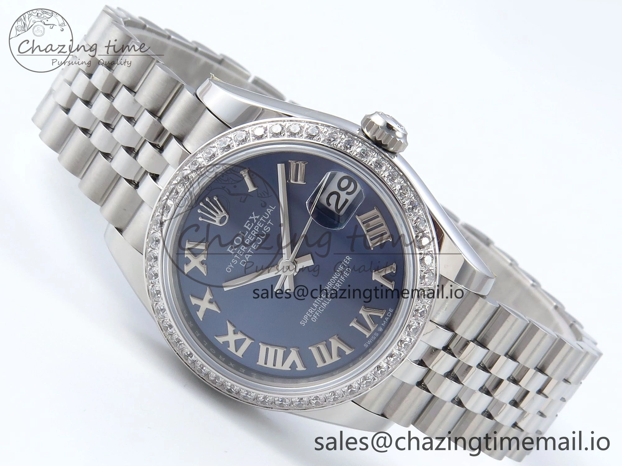 DateJust 31 278384RBR ARF 1:1 Best Edition 904L Steel Blue Roman Dial Diamonds Bezel on SS Jubilee Bracelet ETA 2688