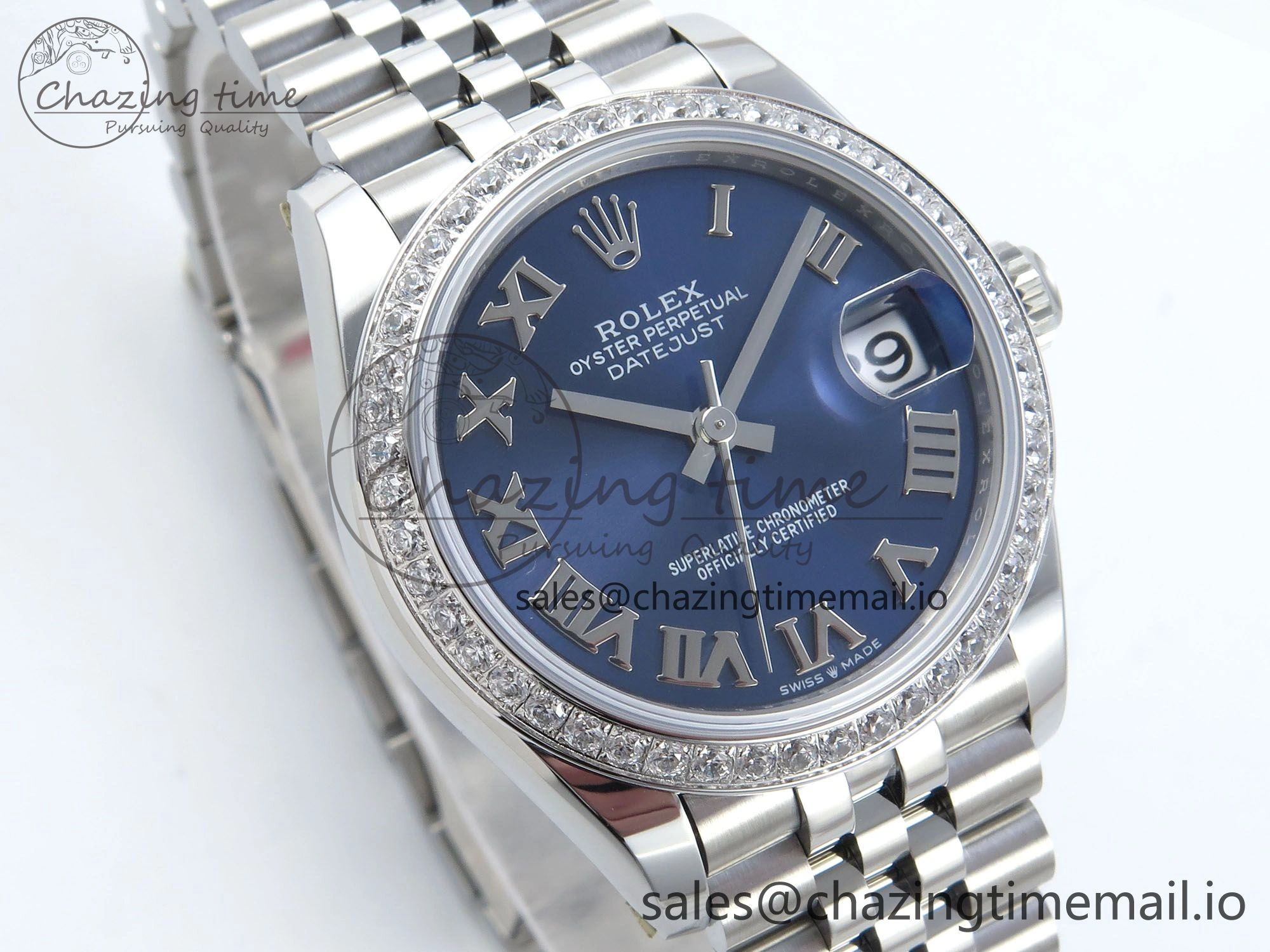 DateJust 31 278384RBR ARF 1:1 Best Edition 904L Steel Blue Roman Dial Diamonds Bezel on SS Jubilee Bracelet ETA 2688