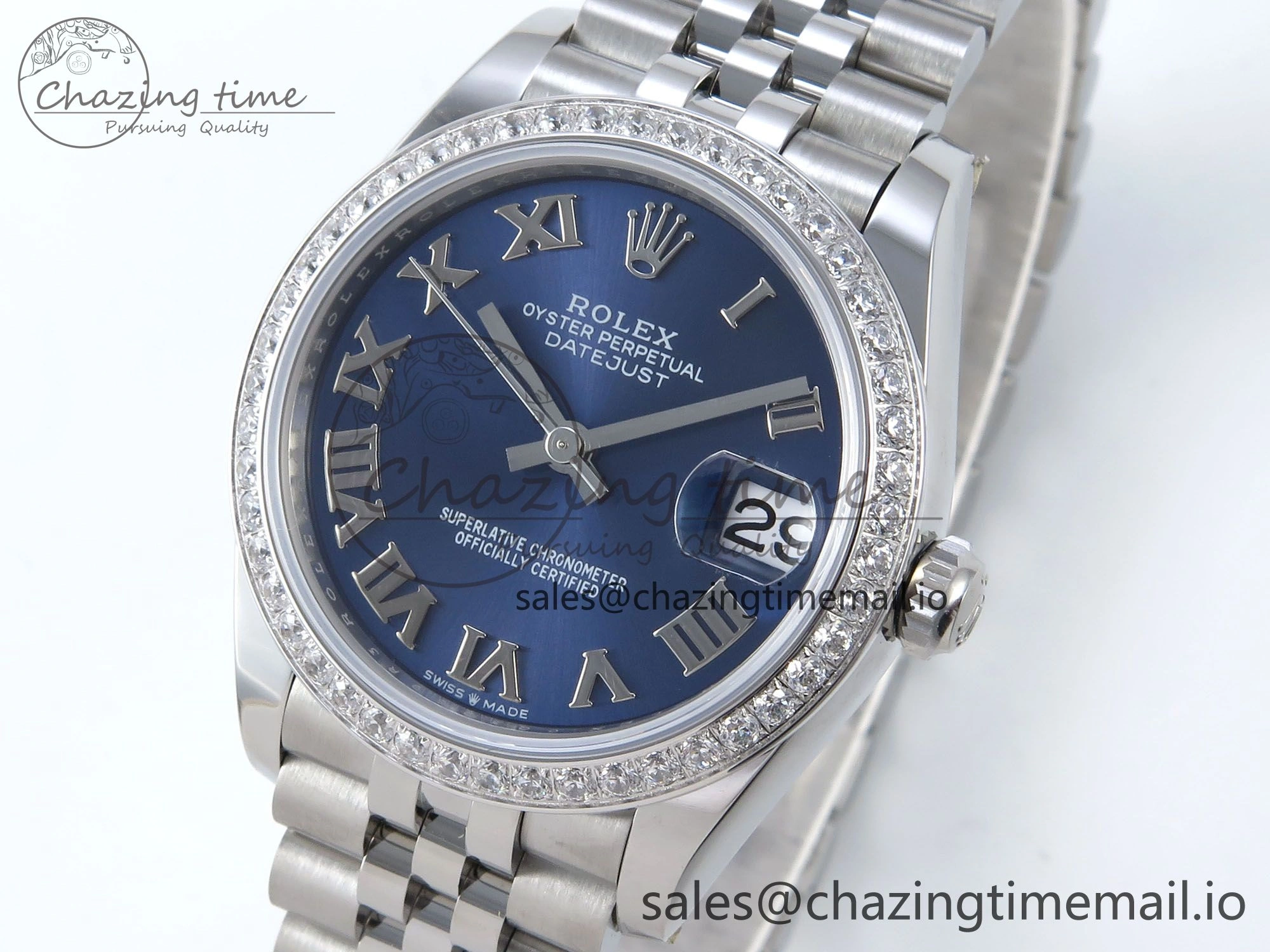 DateJust 31 278384RBR ARF 1:1 Best Edition 904L Steel Blue Roman Dial Diamonds Bezel on SS Jubilee Bracelet ETA 2688