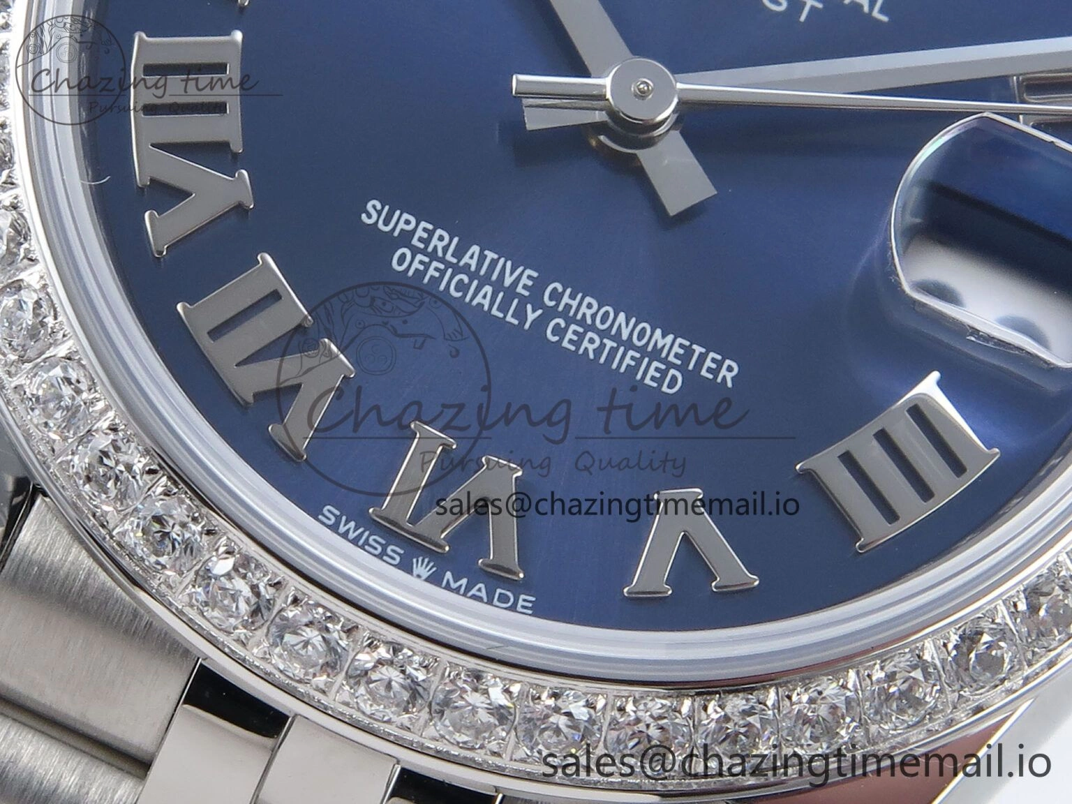 DateJust 31 278384RBR ARF 1:1 Best Edition 904L Steel Blue Roman Dial Diamonds Bezel on SS Jubilee Bracelet ETA 2688