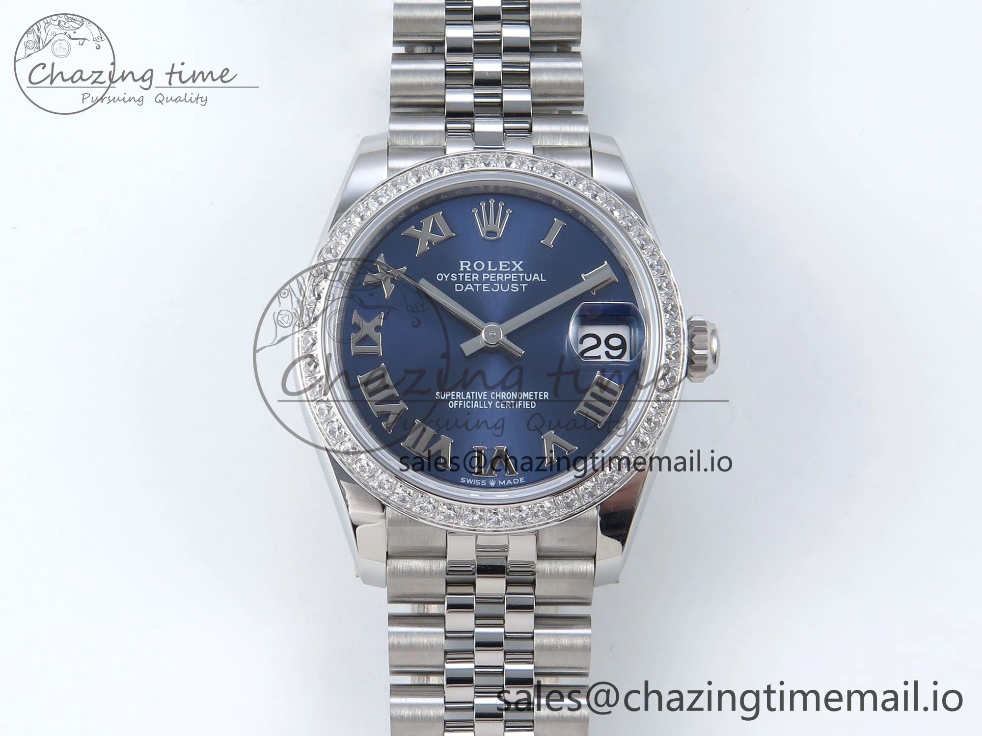 DateJust 31 278384RBR ARF 1:1 Best Edition 904L Steel Blue Roman Dial Diamonds Bezel on SS Jubilee Bracelet ETA 2688