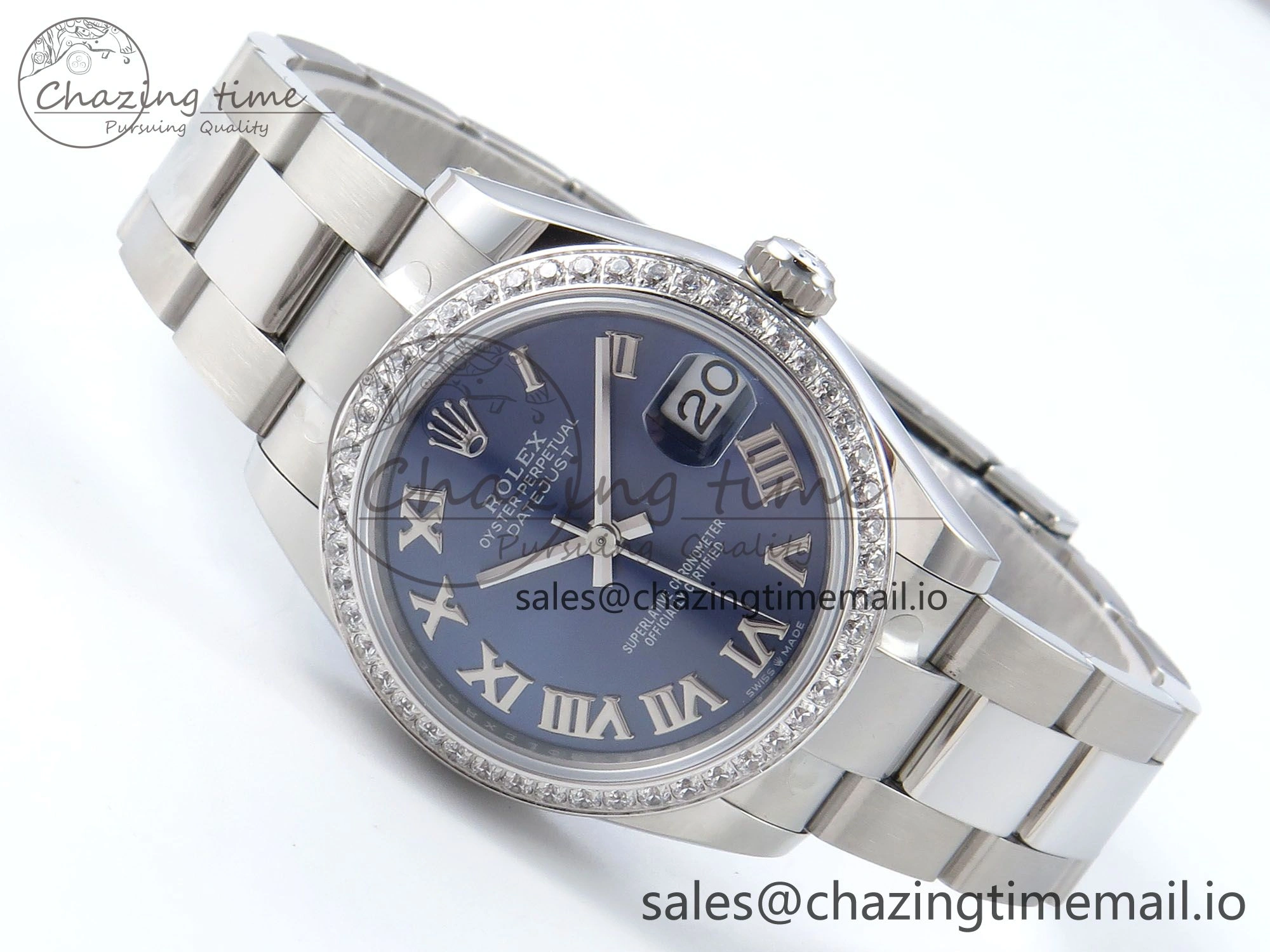 DateJust 31 278384RBR ARF 1:1 Best Edition 904L Steel Blue Roman Dial Diamonds Bezel on SS Oyster Bracelet ETA 2688