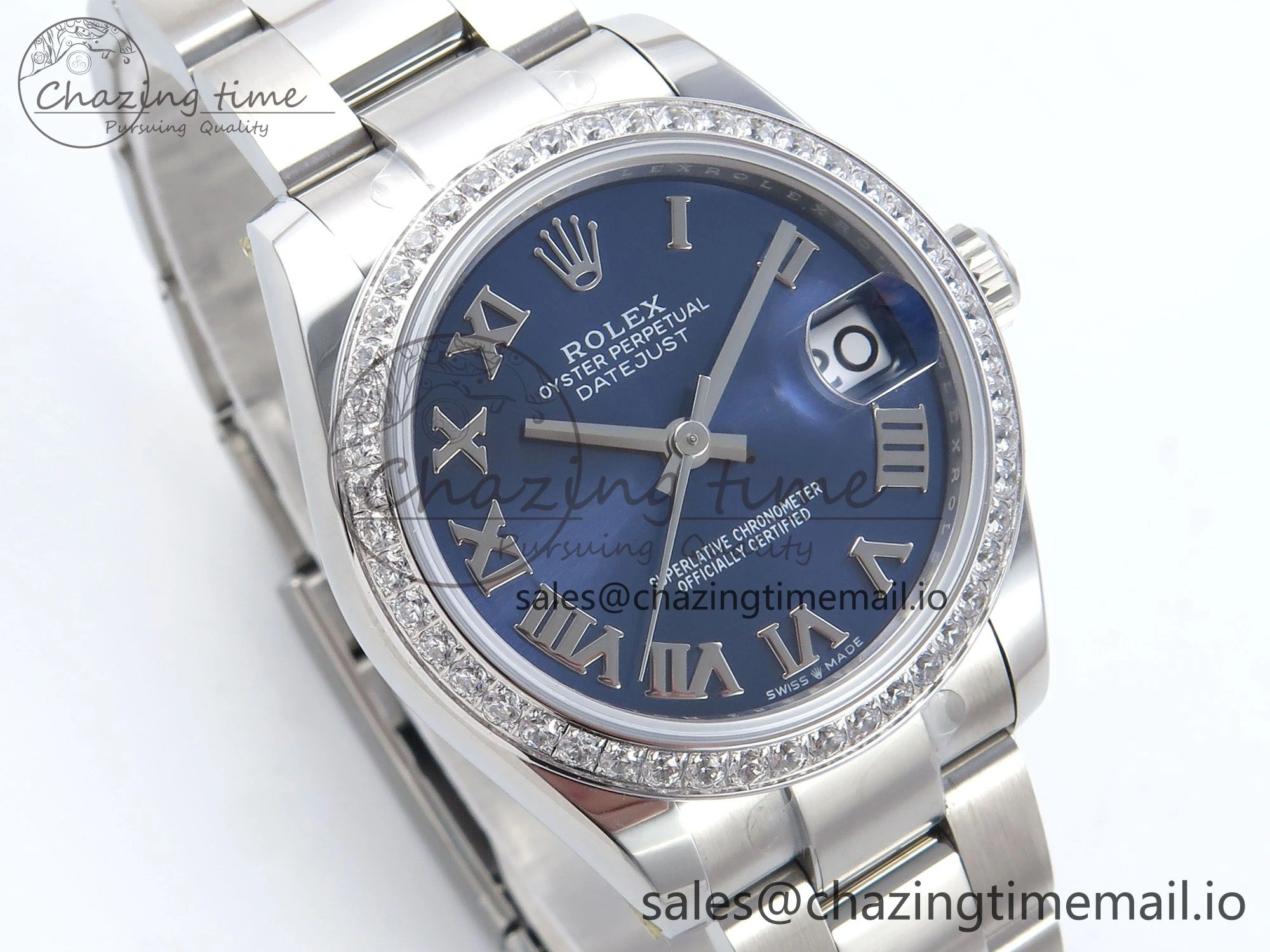 DateJust 31 278384RBR ARF 1:1 Best Edition 904L Steel Blue Roman Dial Diamonds Bezel on SS Oyster Bracelet ETA 2688