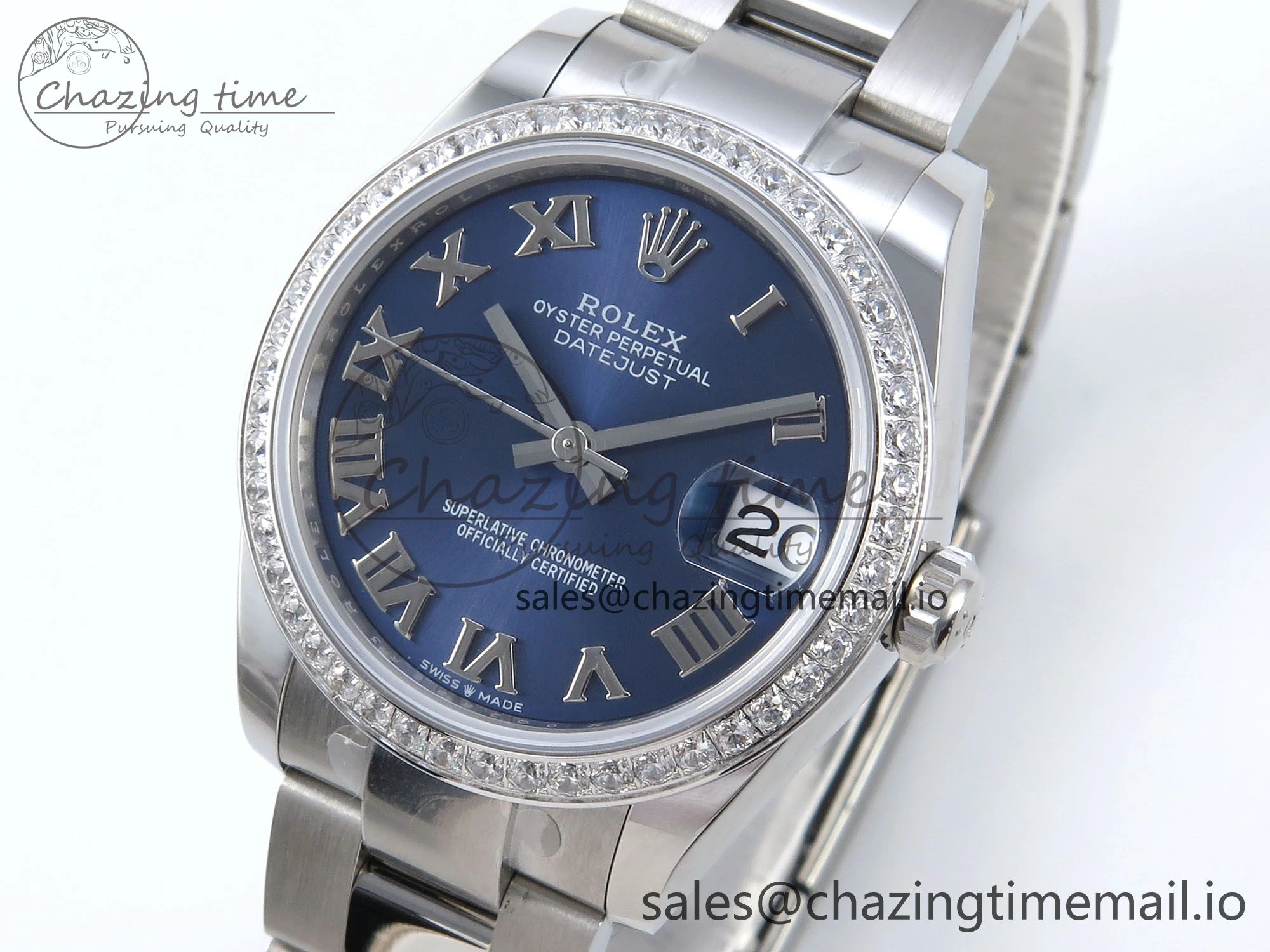 DateJust 31 278384RBR ARF 1:1 Best Edition 904L Steel Blue Roman Dial Diamonds Bezel on SS Oyster Bracelet ETA 2688