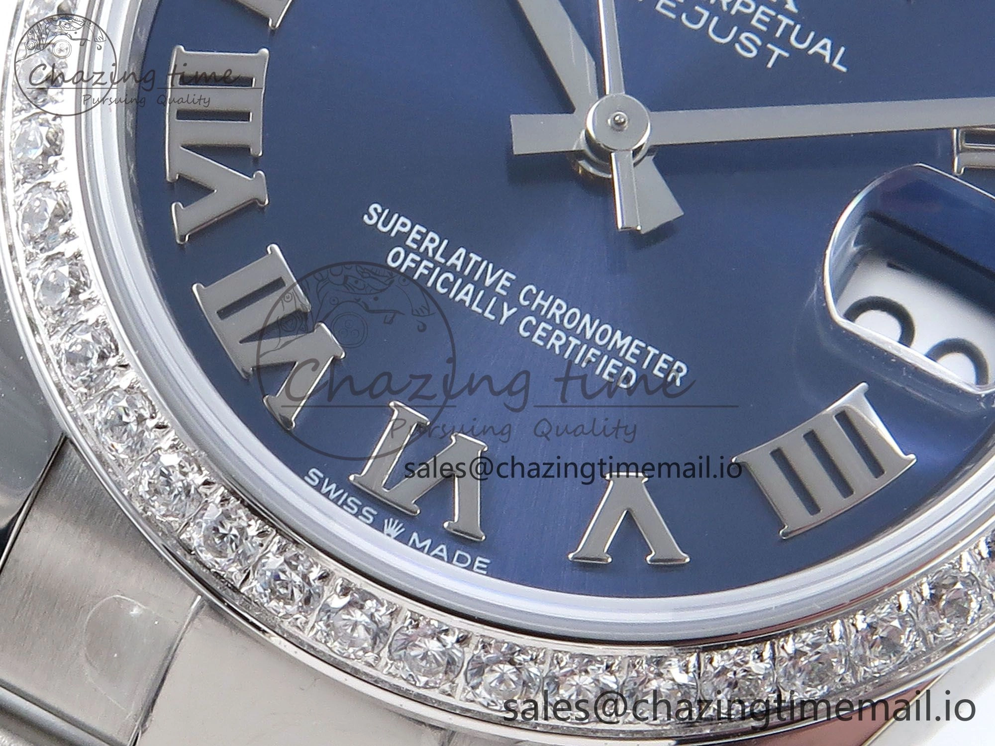 DateJust 31 278384RBR ARF 1:1 Best Edition 904L Steel Blue Roman Dial Diamonds Bezel on SS Oyster Bracelet ETA 2688