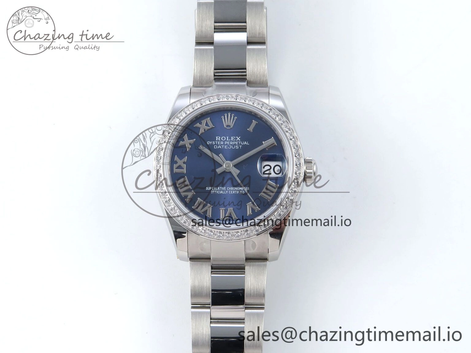 DateJust 31 278384RBR ARF 1:1 Best Edition 904L Steel Blue Roman Dial Diamonds Bezel on SS Oyster Bracelet ETA 2688