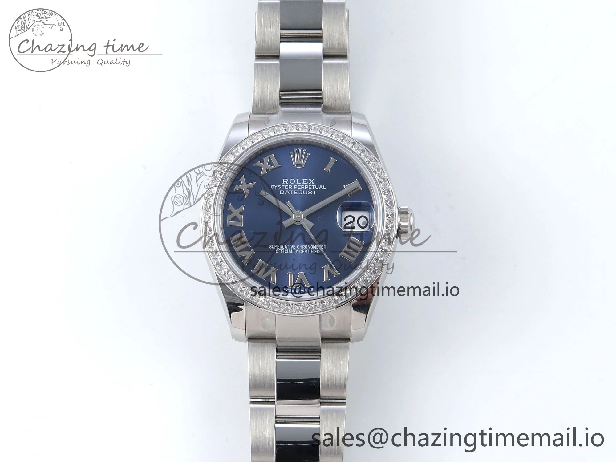 DateJust 31 278384RBR ARF 1:1 Best Edition 904L Steel Blue Roman Dial Diamonds Bezel on SS Oyster Bracelet ETA 2688