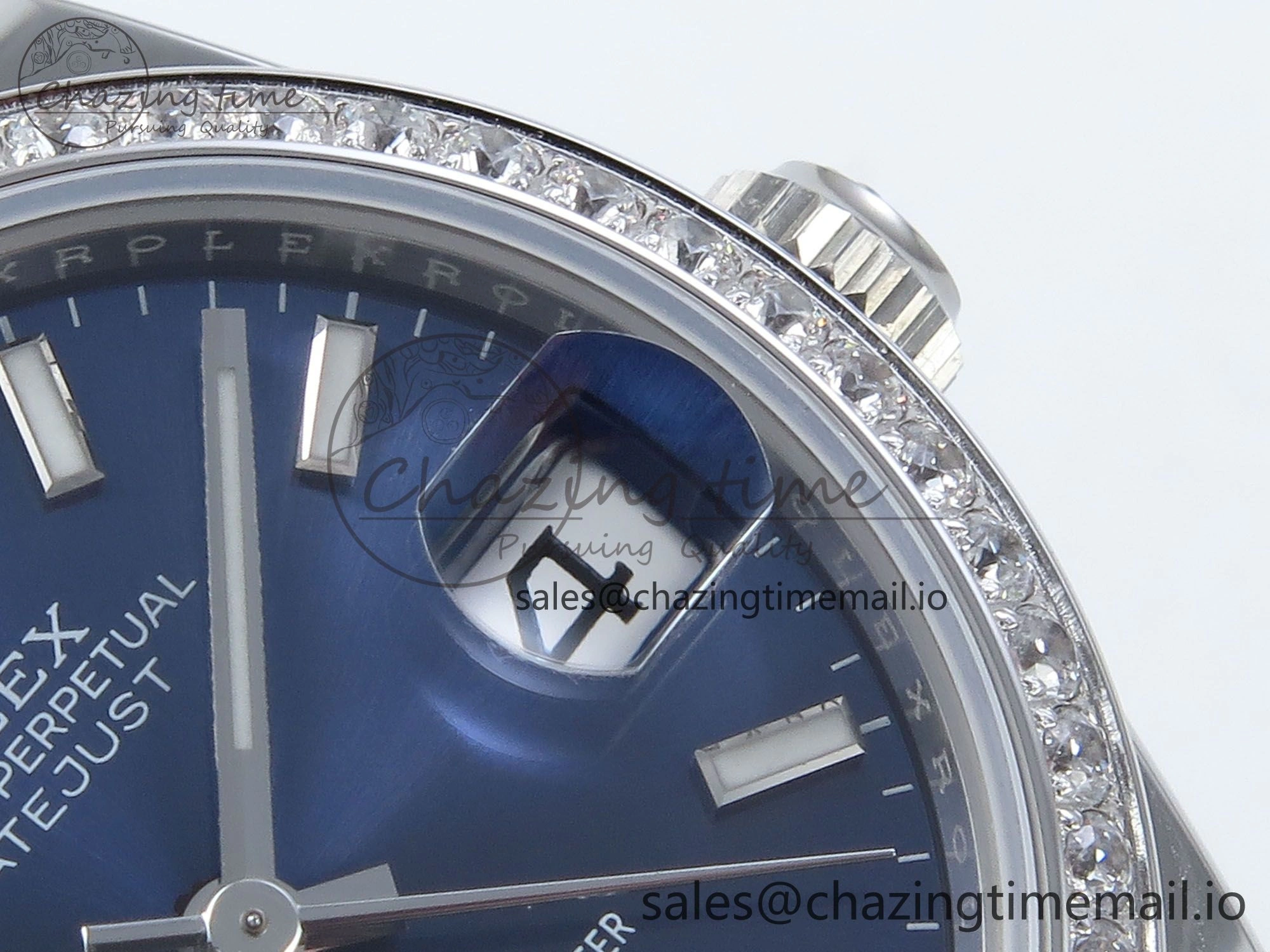 DateJust 31 278384RBR ARF 1:1 Best Edition 904L Steel Blue Stick Dial Diamonds Bezel on SS Jubilee Bracelet ETA 2688