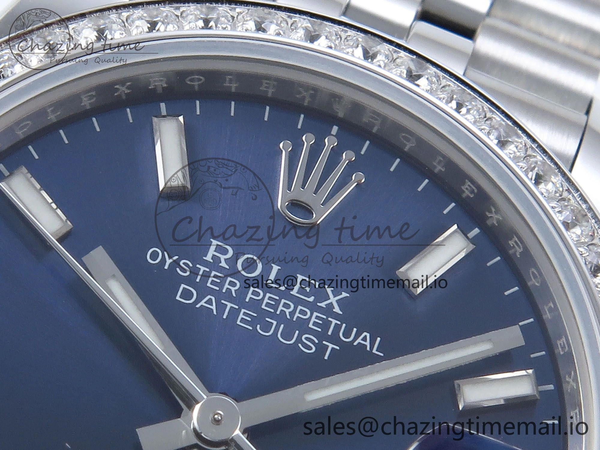 DateJust 31 278384RBR ARF 1:1 Best Edition 904L Steel Blue Stick Dial Diamonds Bezel on SS Jubilee Bracelet ETA 2688