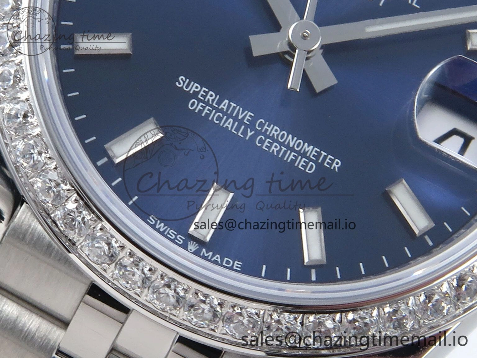 DateJust 31 278384RBR ARF 1:1 Best Edition 904L Steel Blue Stick Dial Diamonds Bezel on SS Jubilee Bracelet ETA 2688