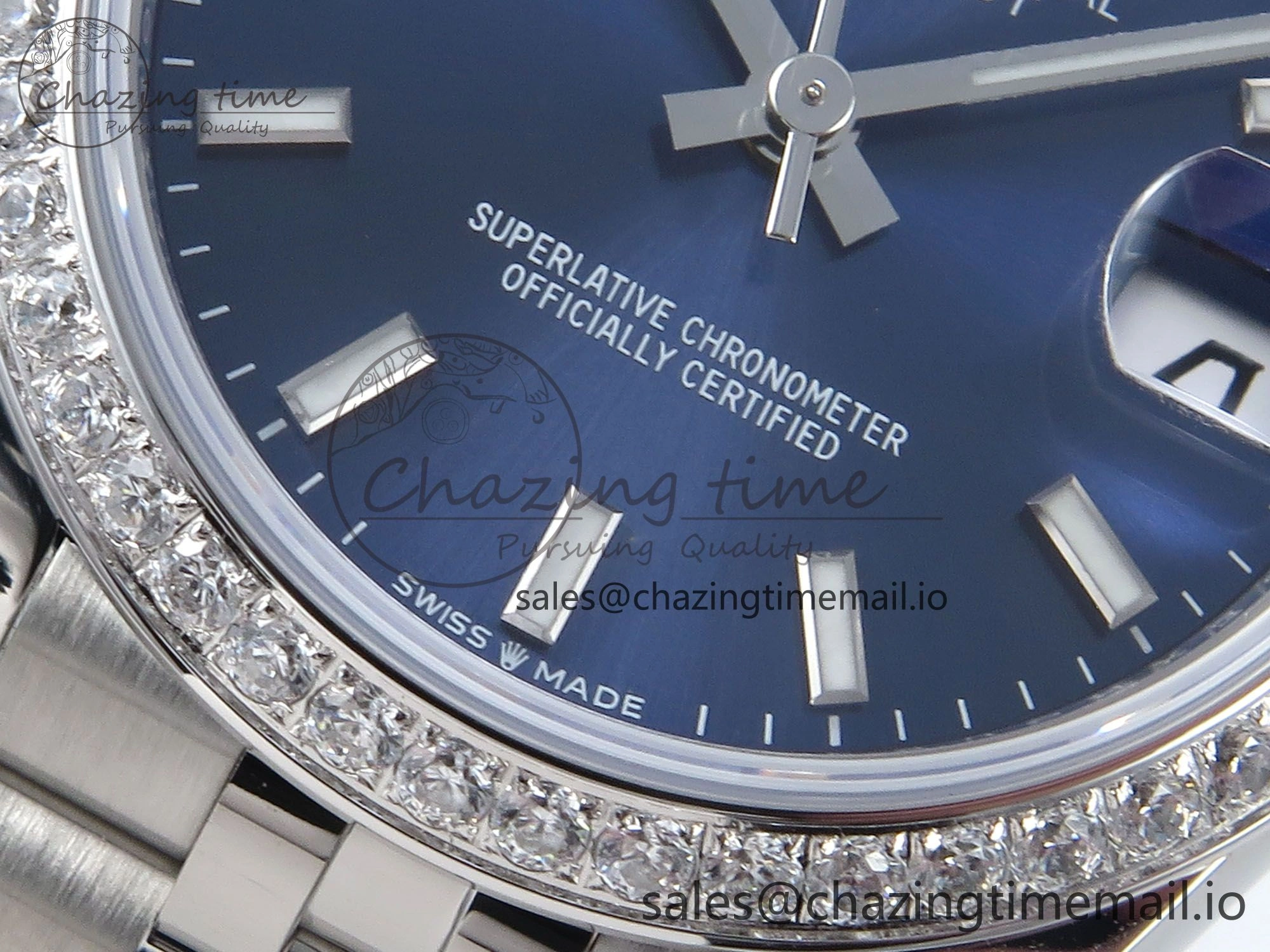 DateJust 31 278384RBR ARF 1:1 Best Edition 904L Steel Blue Stick Dial Diamonds Bezel on SS Jubilee Bracelet ETA 2688