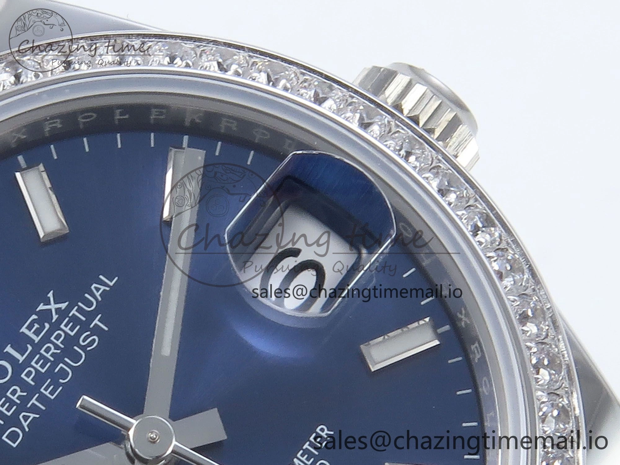 DateJust 31 278384RBR ARF 1:1 Best Edition 904L Steel Blue Stick Dial Diamonds Bezel on SS Oyster Bracelet ETA 2688