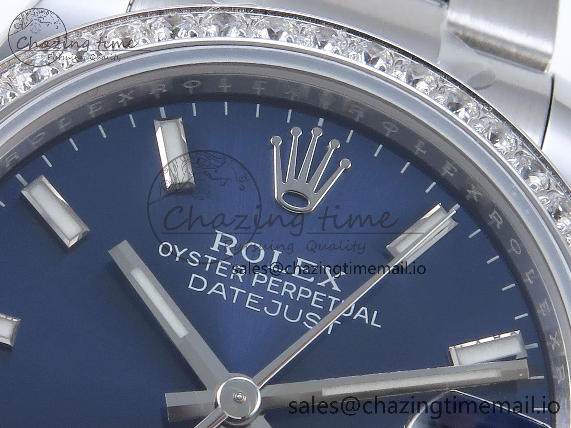 DateJust 31 278384RBR ARF 1:1 Best Edition 904L Steel Blue Stick Dial Diamonds Bezel on SS Oyster Bracelet ETA 2688