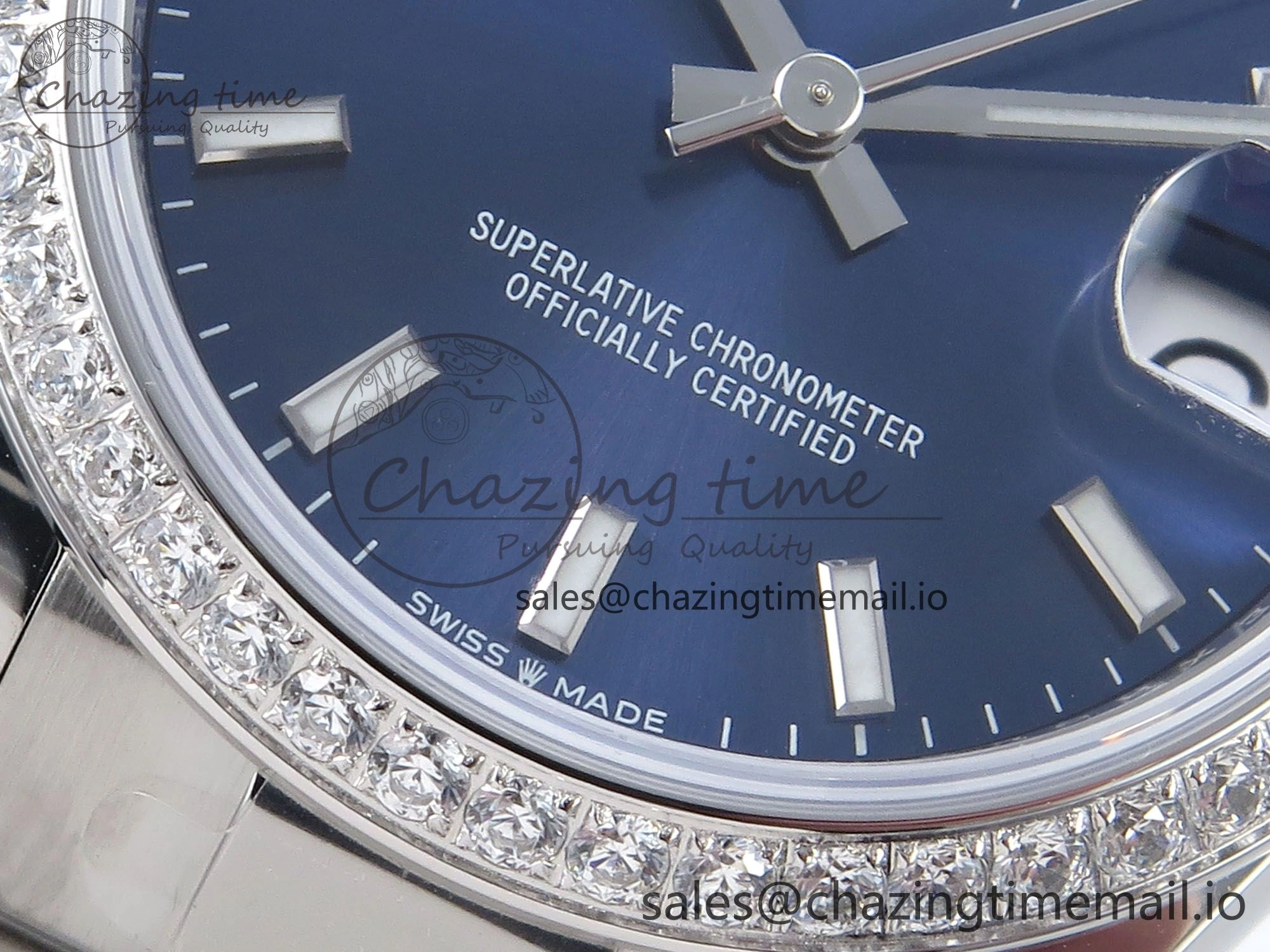 DateJust 31 278384RBR ARF 1:1 Best Edition 904L Steel Blue Stick Dial Diamonds Bezel on SS Oyster Bracelet ETA 2688