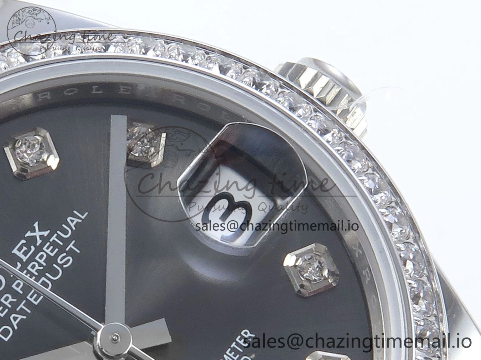 DateJust 31 278384RBR ARF 1:1 Best Edition 904L Steel Gray Diamonds Dial Diamonds Bezel on SS Jubilee Bracelet ETA 2688