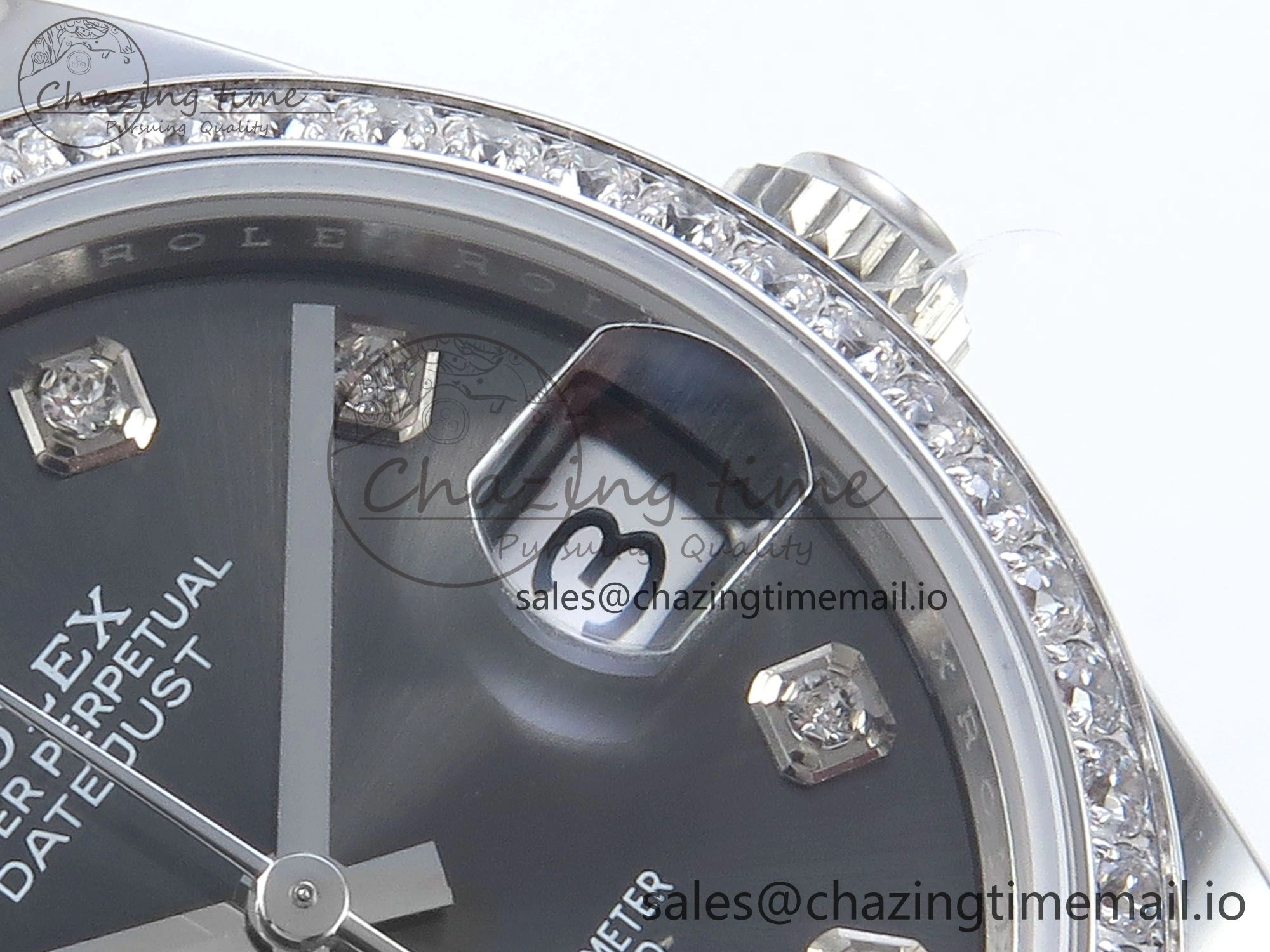 DateJust 31 278384RBR ARF 1:1 Best Edition 904L Steel Gray Diamonds Dial Diamonds Bezel on SS Jubilee Bracelet ETA 2688