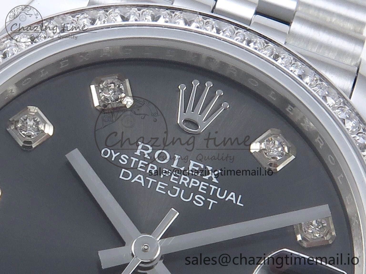 DateJust 31 278384RBR ARF 1:1 Best Edition 904L Steel Gray Diamonds Dial Diamonds Bezel on SS Jubilee Bracelet ETA 2688