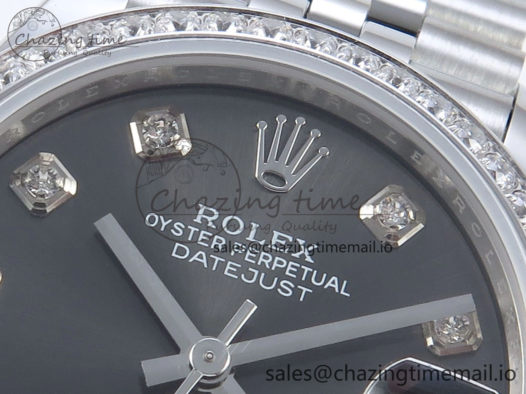 DateJust 31 278384RBR ARF 1:1 Best Edition 904L Steel Gray Diamonds Dial Diamonds Bezel on SS Jubilee Bracelet ETA 2688