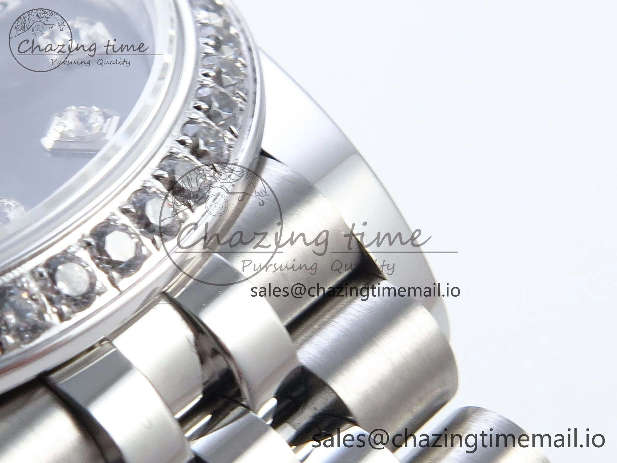 DateJust 31 278384RBR ARF 1:1 Best Edition 904L Steel Gray Diamonds Dial Diamonds Bezel on SS Jubilee Bracelet ETA 2688