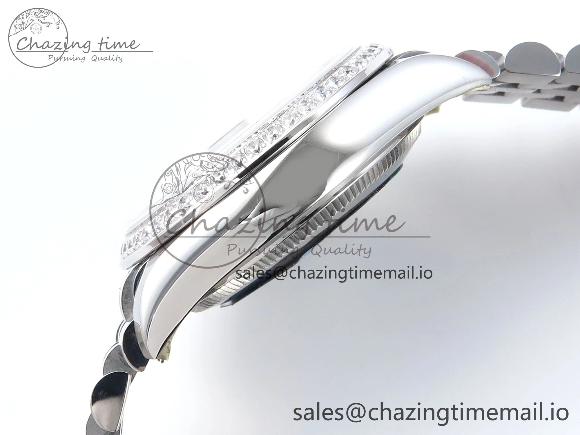 DateJust 31 278384RBR ARF 1:1 Best Edition 904L Steel Gray Diamonds Dial Diamonds Bezel on SS Jubilee Bracelet ETA 2688