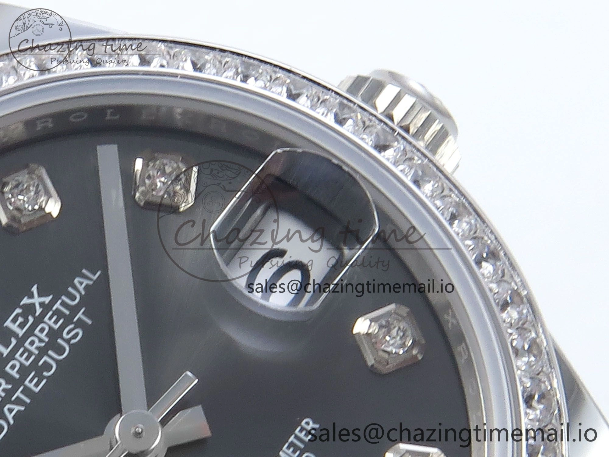 DateJust 31 278384RBR ARF 1:1 Best Edition 904L Steel Gray Diamonds Dial Diamonds Bezel on SS Oyster Bracelet ETA 2688