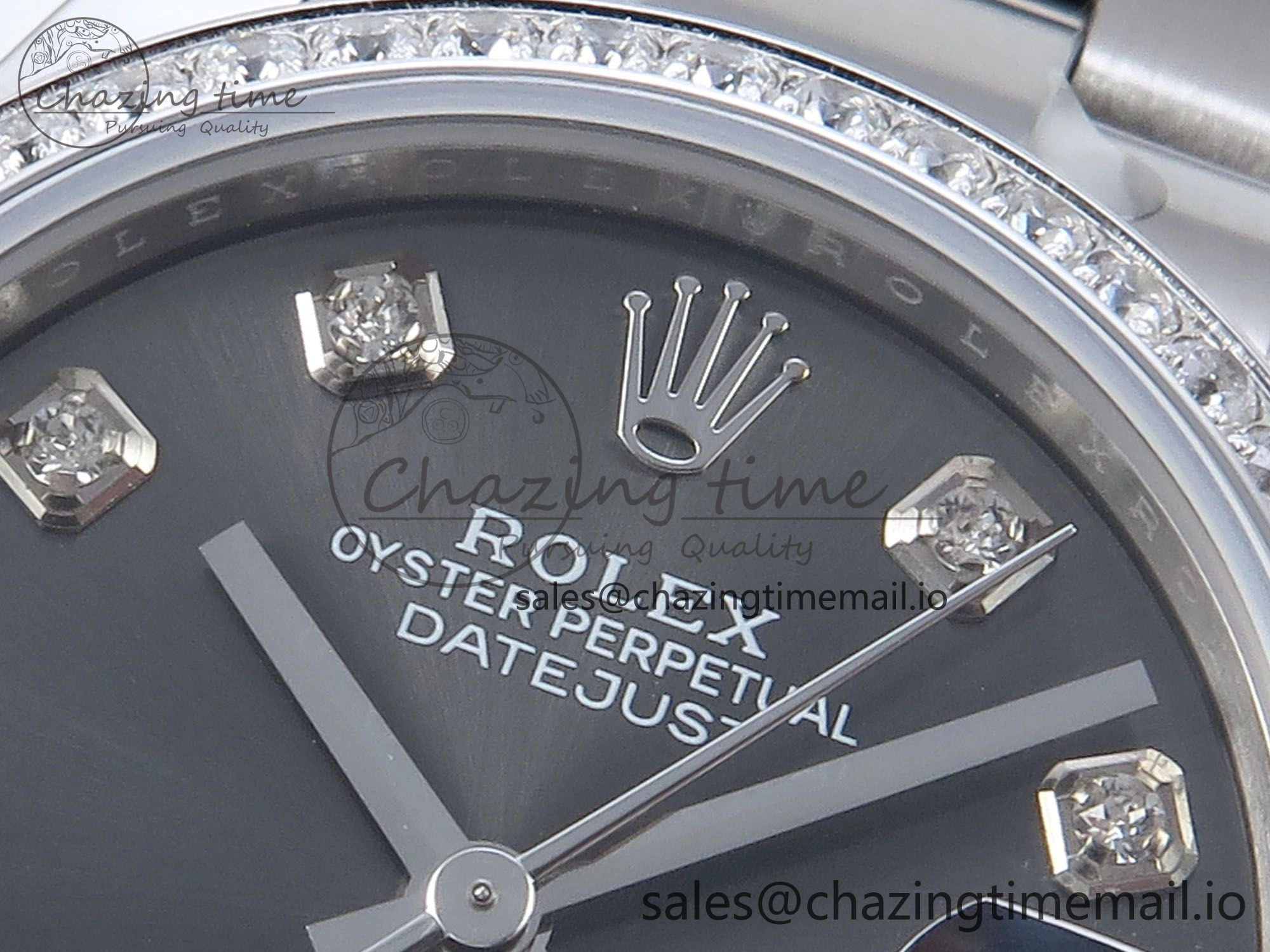 DateJust 31 278384RBR ARF 1:1 Best Edition 904L Steel Gray Diamonds Dial Diamonds Bezel on SS Oyster Bracelet ETA 2688