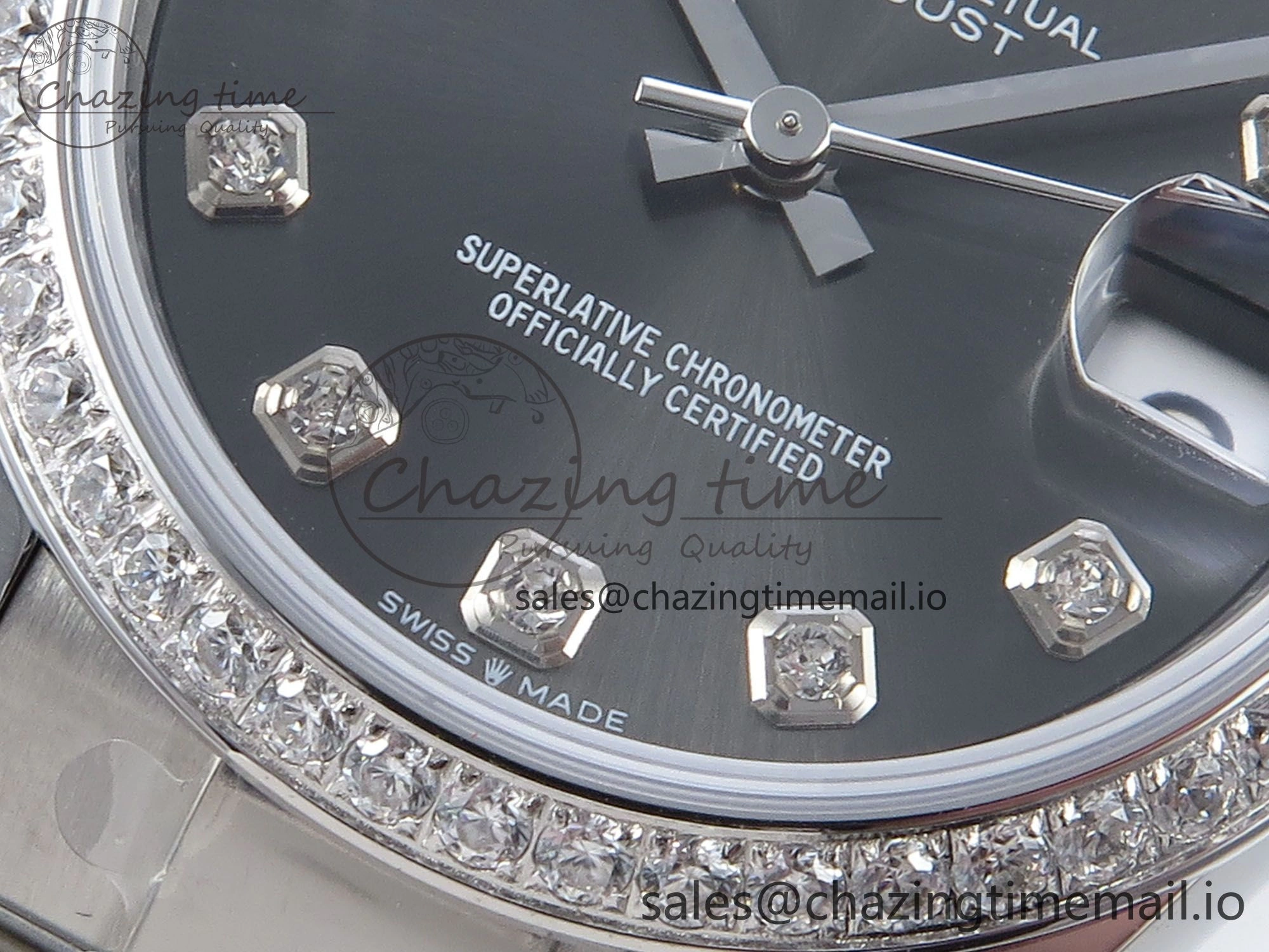 DateJust 31 278384RBR ARF 1:1 Best Edition 904L Steel Gray Diamonds Dial Diamonds Bezel on SS Oyster Bracelet ETA 2688