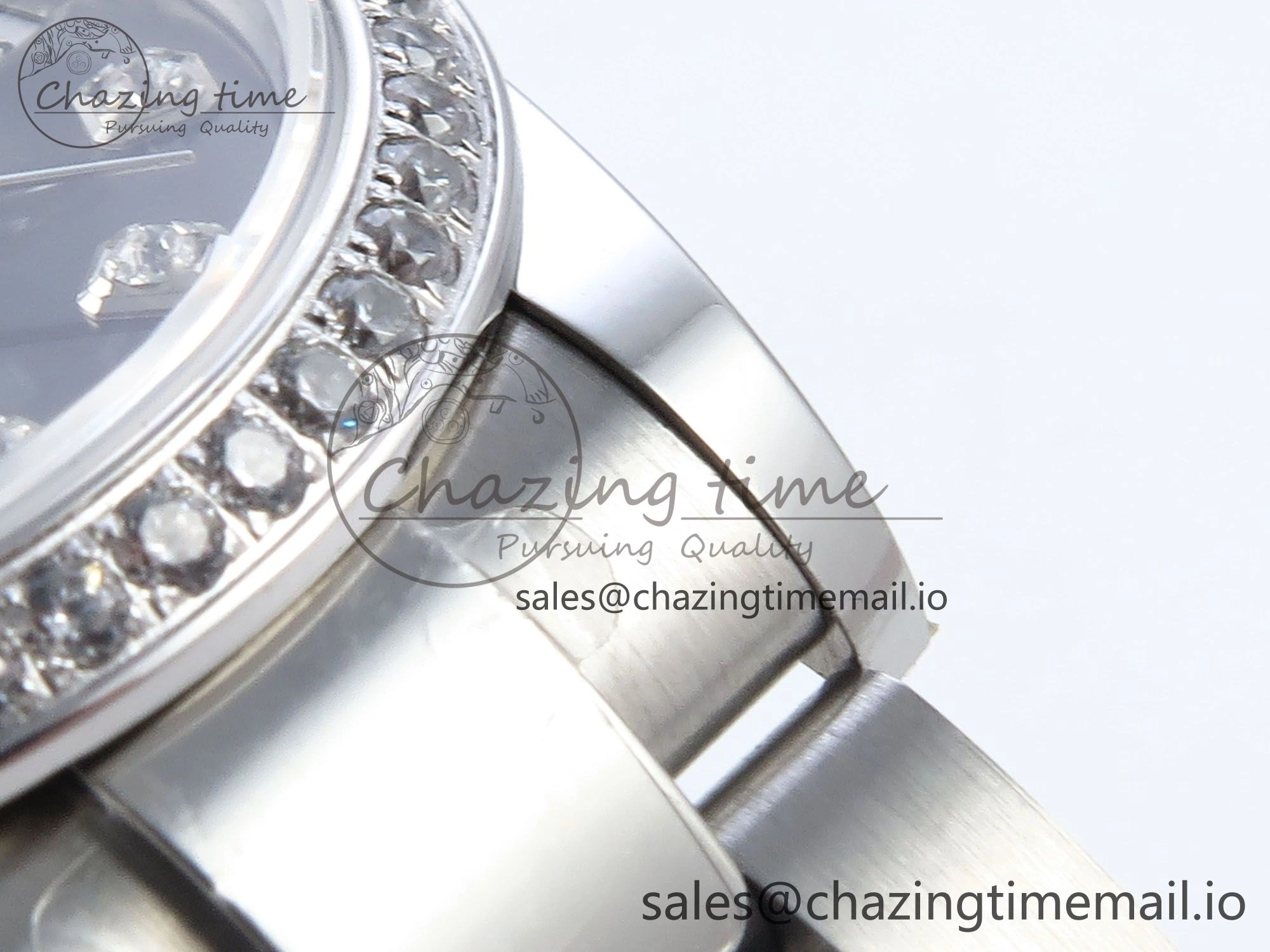 DateJust 31 278384RBR ARF 1:1 Best Edition 904L Steel Gray Diamonds Dial Diamonds Bezel on SS Oyster Bracelet ETA 2688