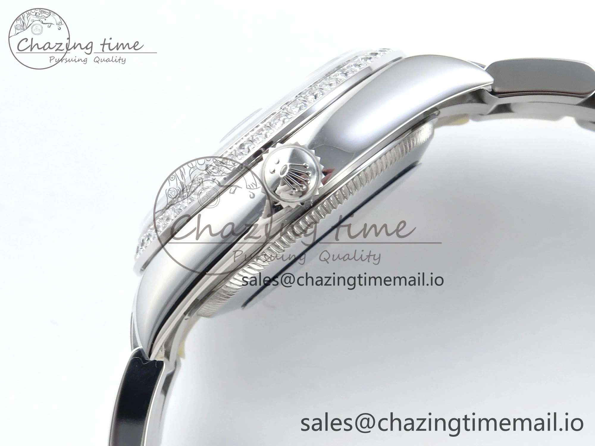 DateJust 31 278384RBR ARF 1:1 Best Edition 904L Steel Gray Diamonds Dial Diamonds Bezel on SS Oyster Bracelet ETA 2688