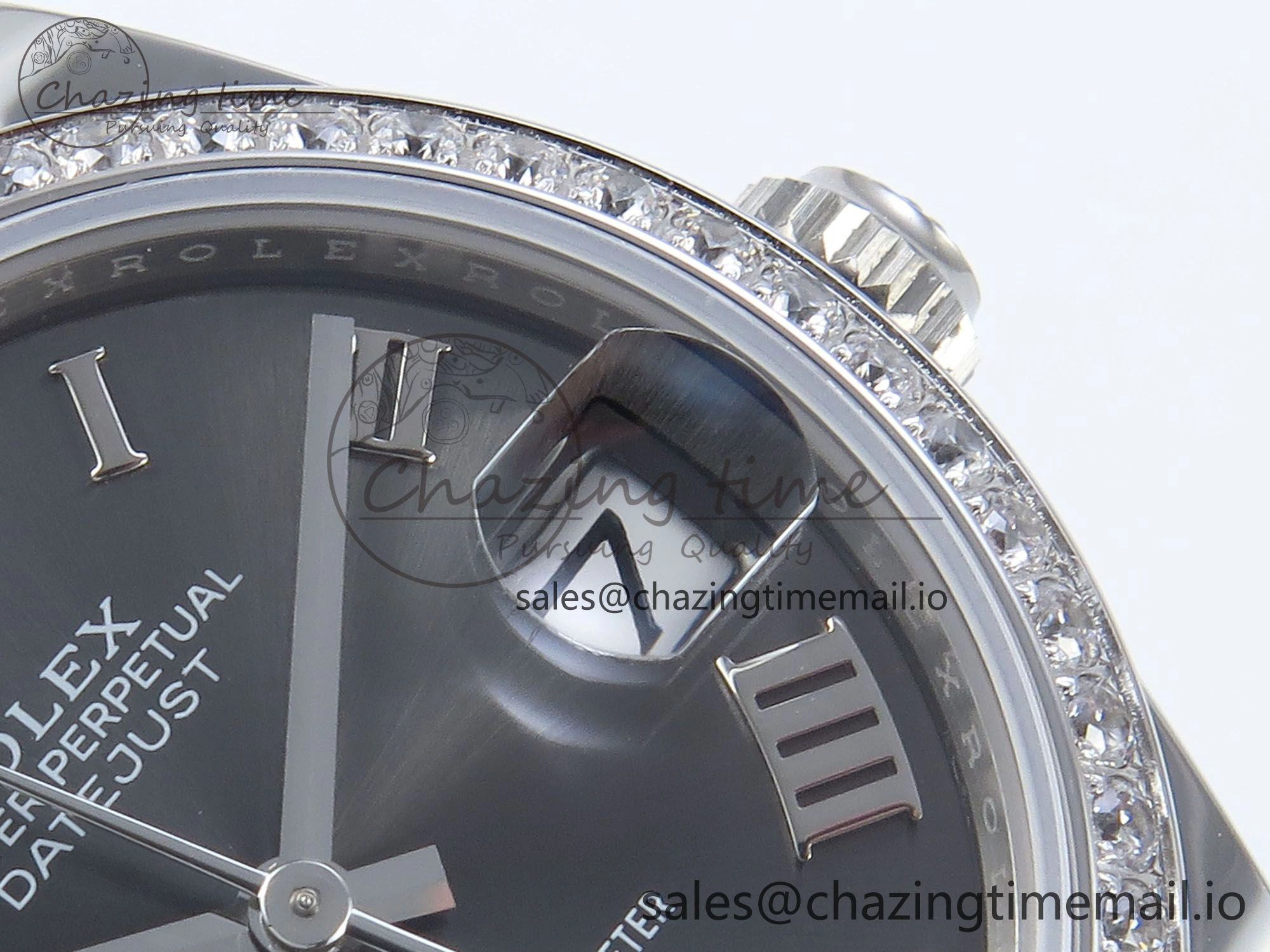 DateJust 31 278384RBR ARF 1:1 Best Edition 904L Steel Gray Roman Diamonds Dial Diamonds Bezel on SS Jubilee Bracelet ETA 2688
