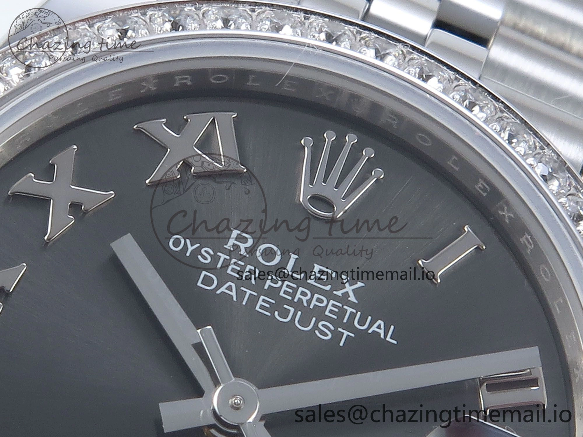 DateJust 31 278384RBR ARF 1:1 Best Edition 904L Steel Gray Roman Diamonds Dial Diamonds Bezel on SS Jubilee Bracelet ETA 2688