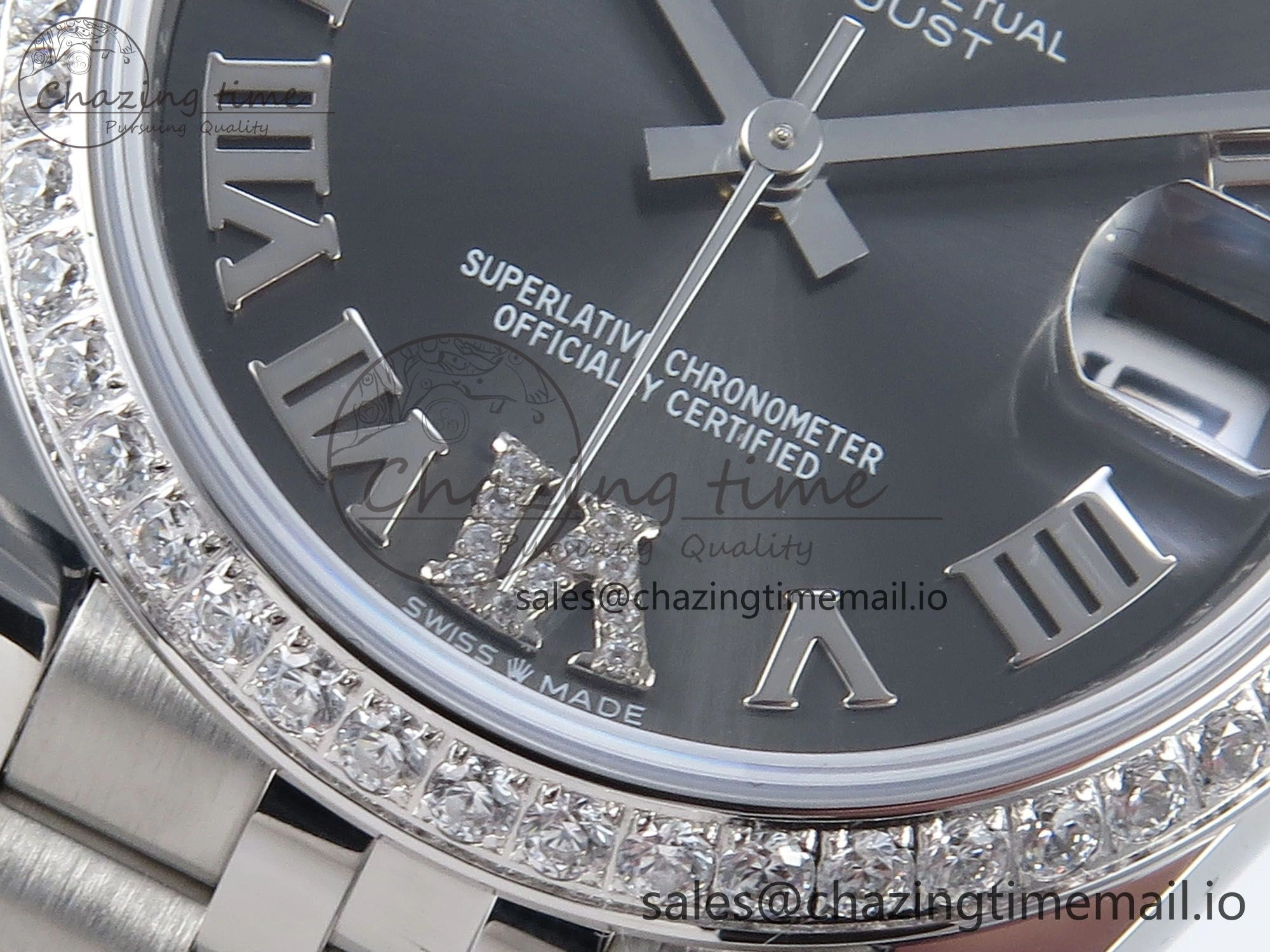 DateJust 31 278384RBR ARF 1:1 Best Edition 904L Steel Gray Roman Diamonds Dial Diamonds Bezel on SS Jubilee Bracelet ETA 2688