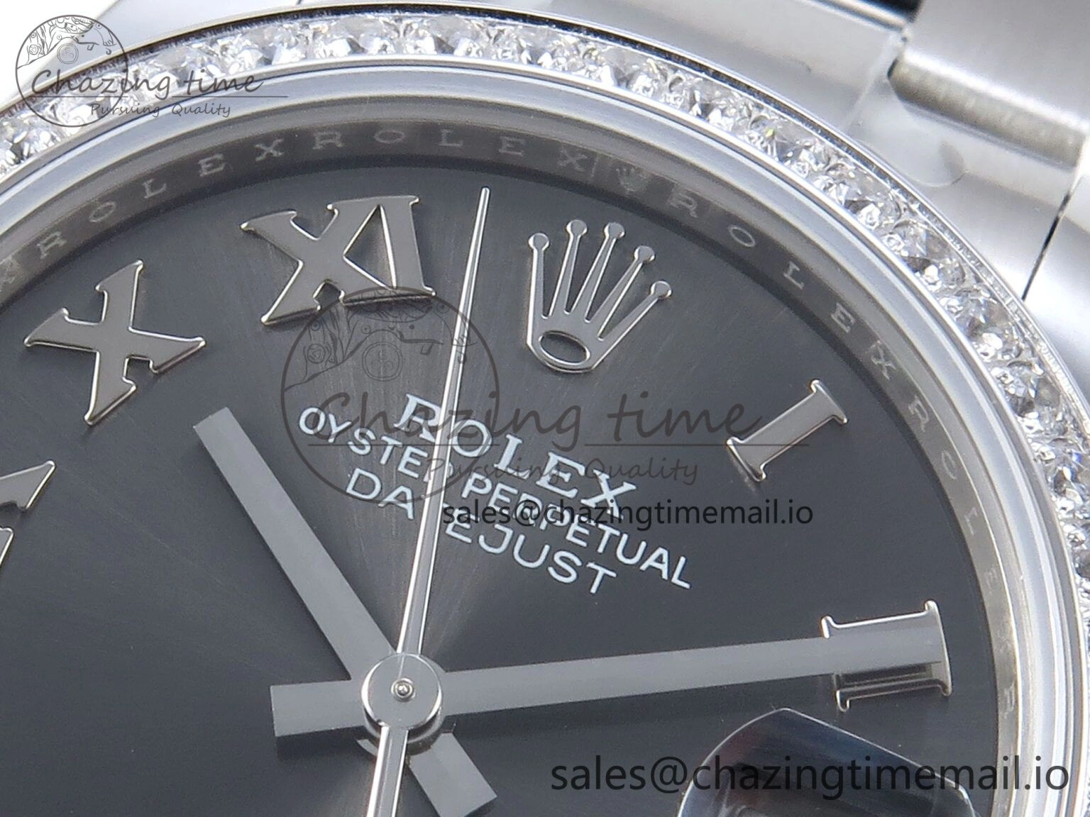 DateJust 31 278384RBR ARF 1:1 Best Edition 904L Steel Gray Roman Diamonds Dial Diamonds Bezel on SS Oyster Bracelet ETA 2688
