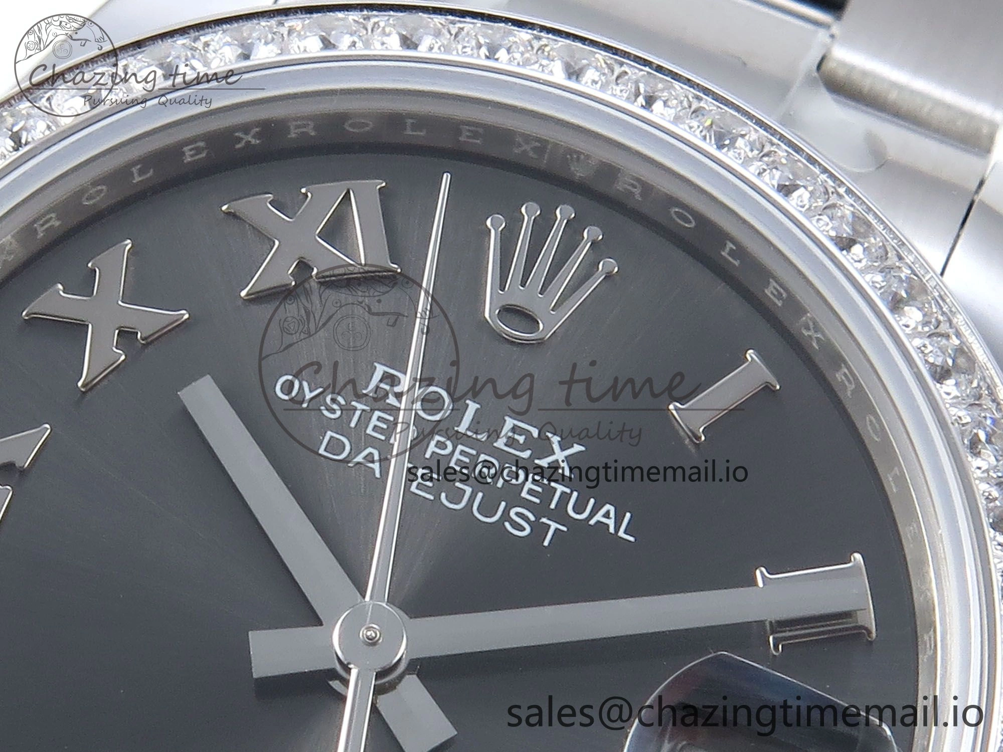 DateJust 31 278384RBR ARF 1:1 Best Edition 904L Steel Gray Roman Diamonds Dial Diamonds Bezel on SS Oyster Bracelet ETA 2688