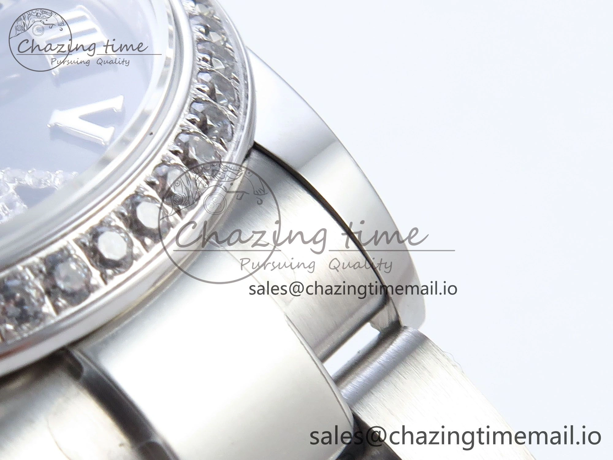 DateJust 31 278384RBR ARF 1:1 Best Edition 904L Steel Gray Roman Diamonds Dial Diamonds Bezel on SS Oyster Bracelet ETA 2688