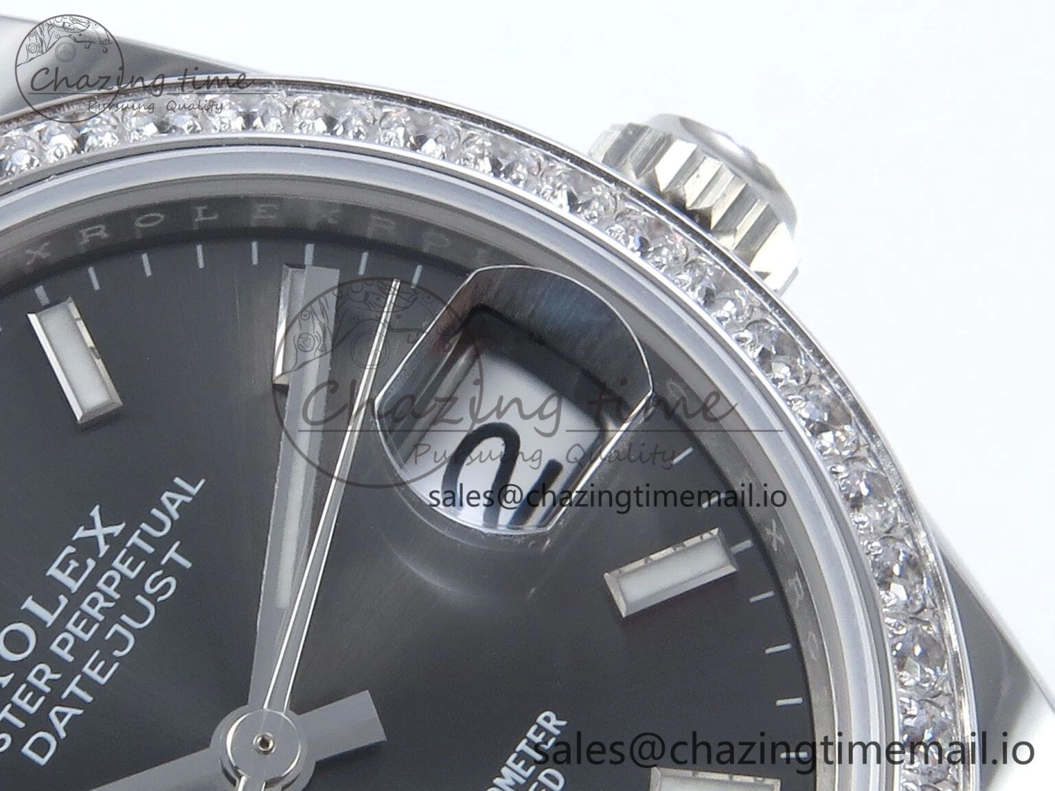 DateJust 31 278384RBR ARF 1:1 Best Edition 904L Steel Gray Stick Dial Diamonds Bezel on SS Jubilee Bracelet ETA 2688