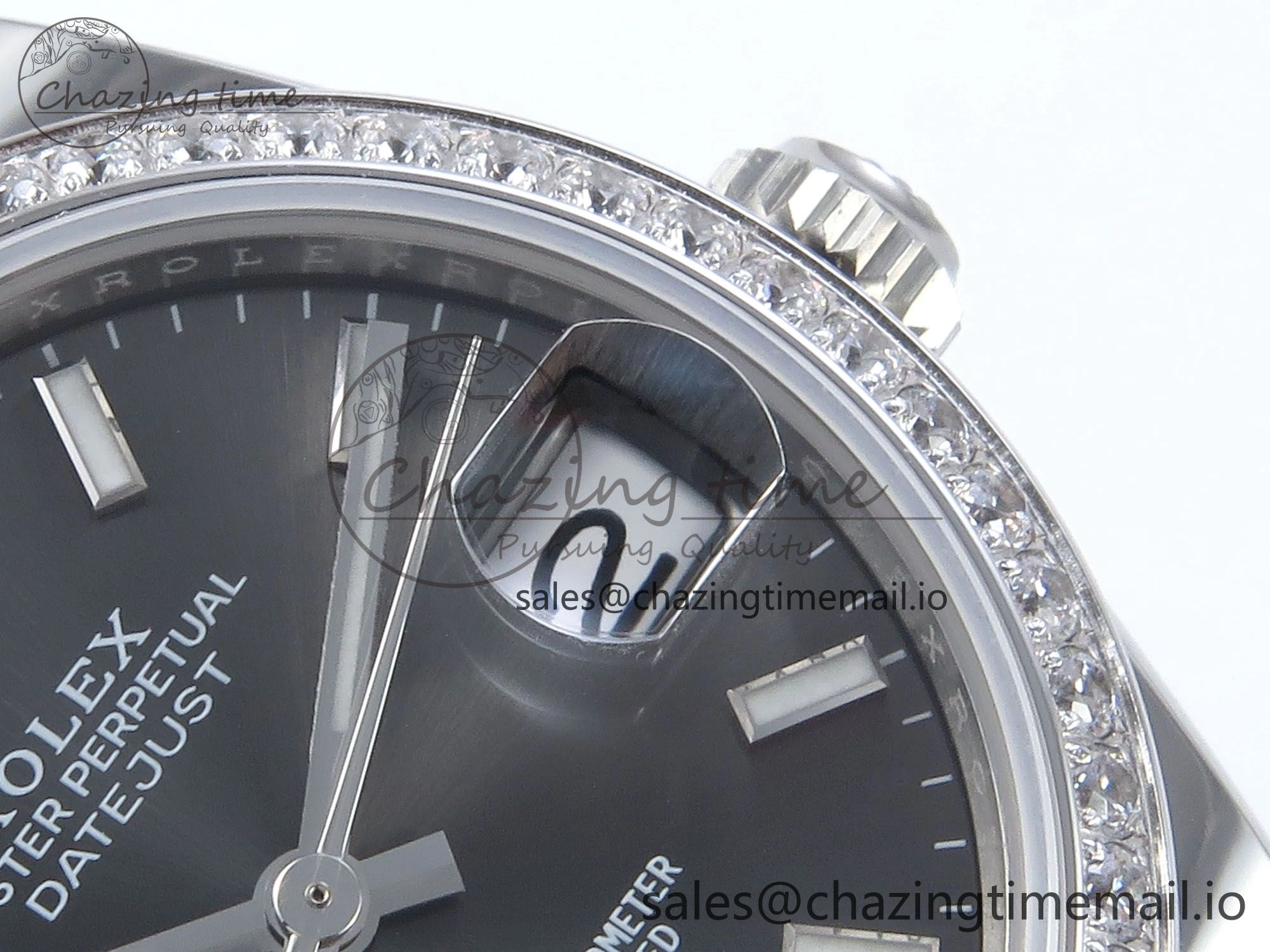 DateJust 31 278384RBR ARF 1:1 Best Edition 904L Steel Gray Stick Dial Diamonds Bezel on SS Jubilee Bracelet ETA 2688